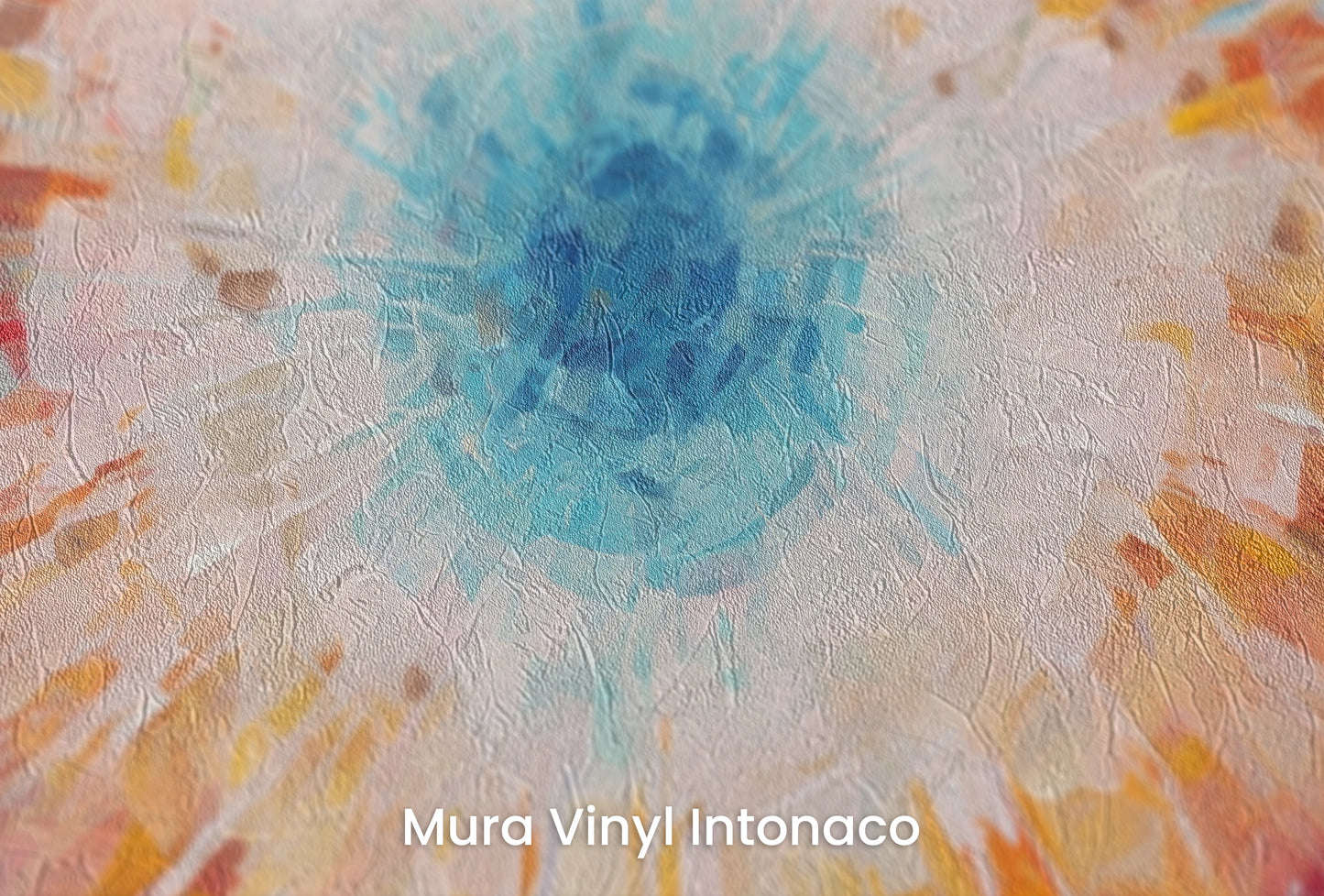 Zbliżenie na artystyczną fototapetę o nazwie Vibrant Mosaic na podłożu Mura Vinyl Intonaco - struktura tartego tynku.