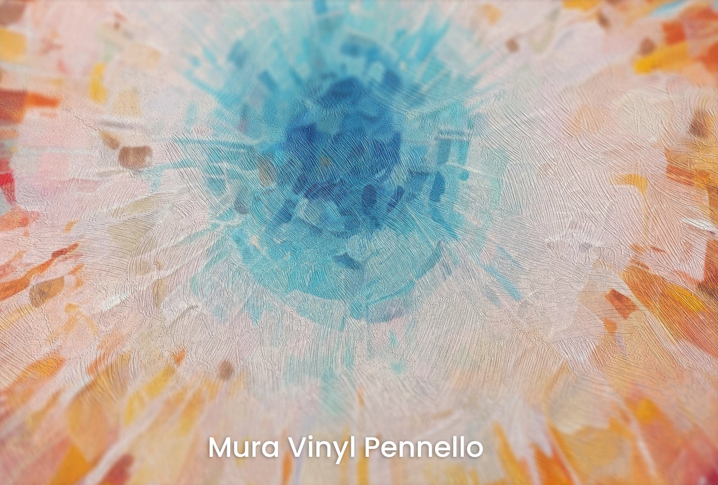 Zbliżenie na artystyczną fototapetę o nazwie Vibrant Mosaic na podłożu Mura Vinyl Pennello - faktura pociągnięć pędzla malarskiego.