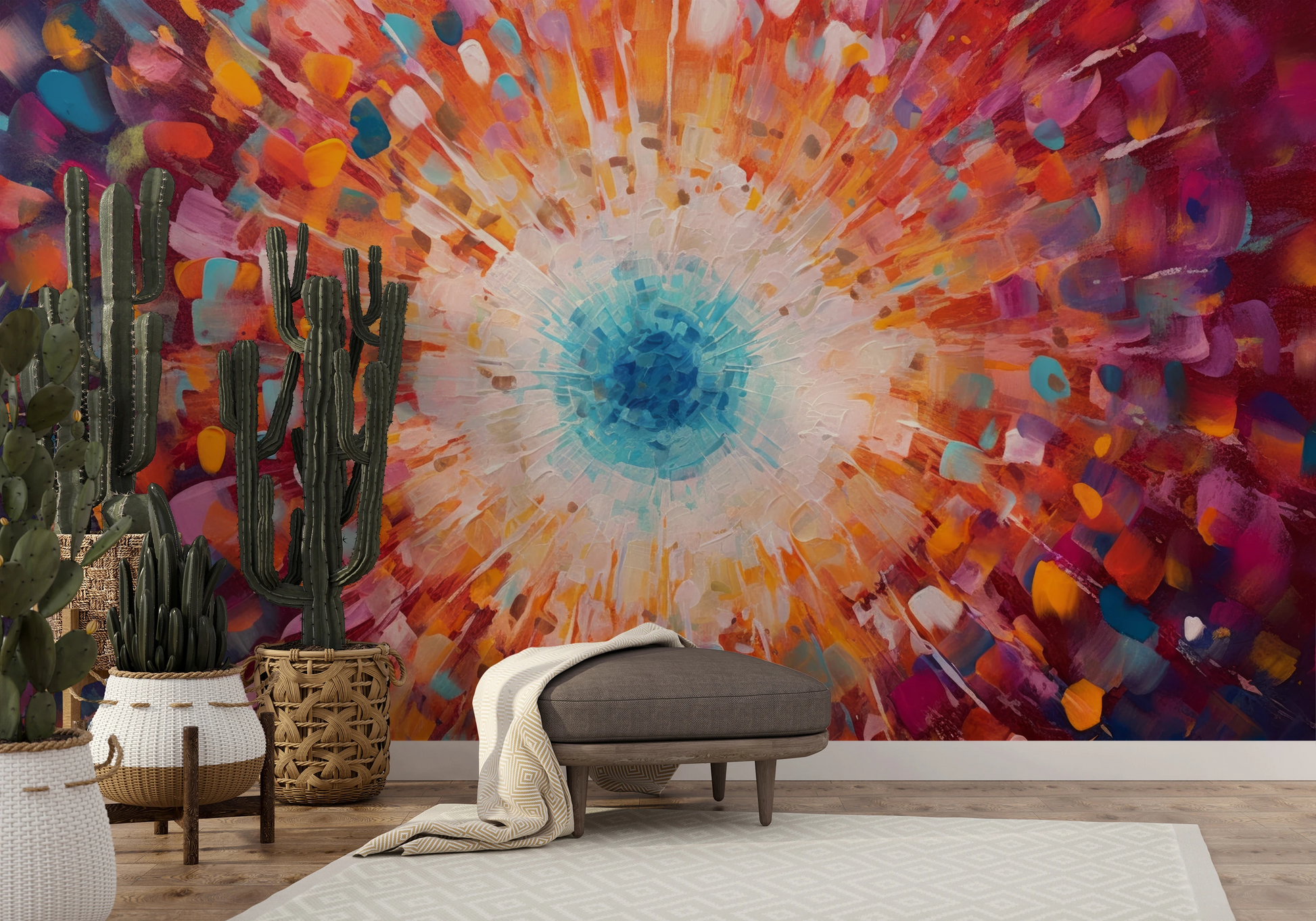 Fototapeta malowana o nazwie Vibrant Mosaic pokazana w aranżacji wnętrza.