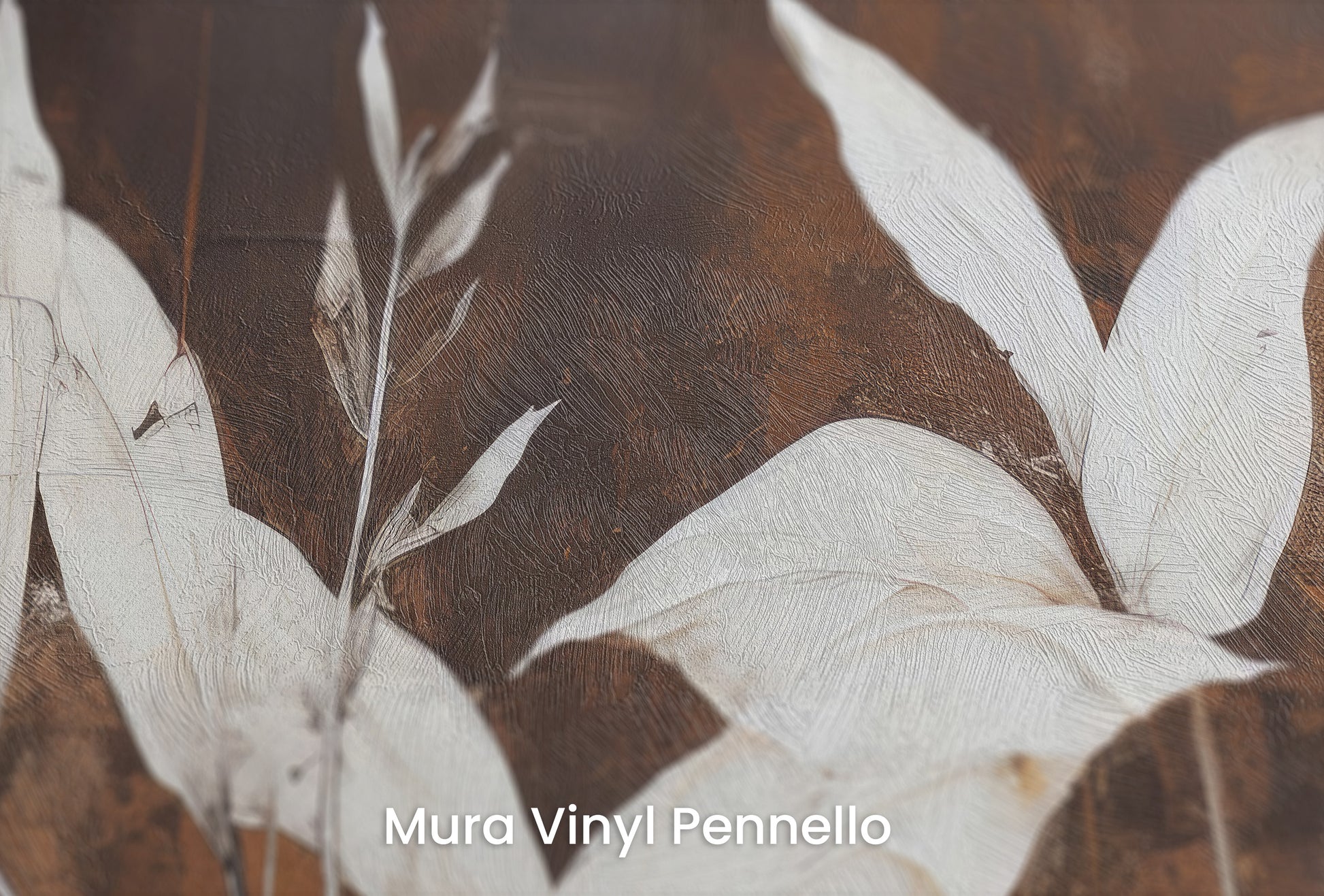 Zbliżenie na artystyczną fototapetę o nazwie Whispers of Nature na podłożu Mura Vinyl Pennello - faktura pociągnięć pędzla malarskiego.