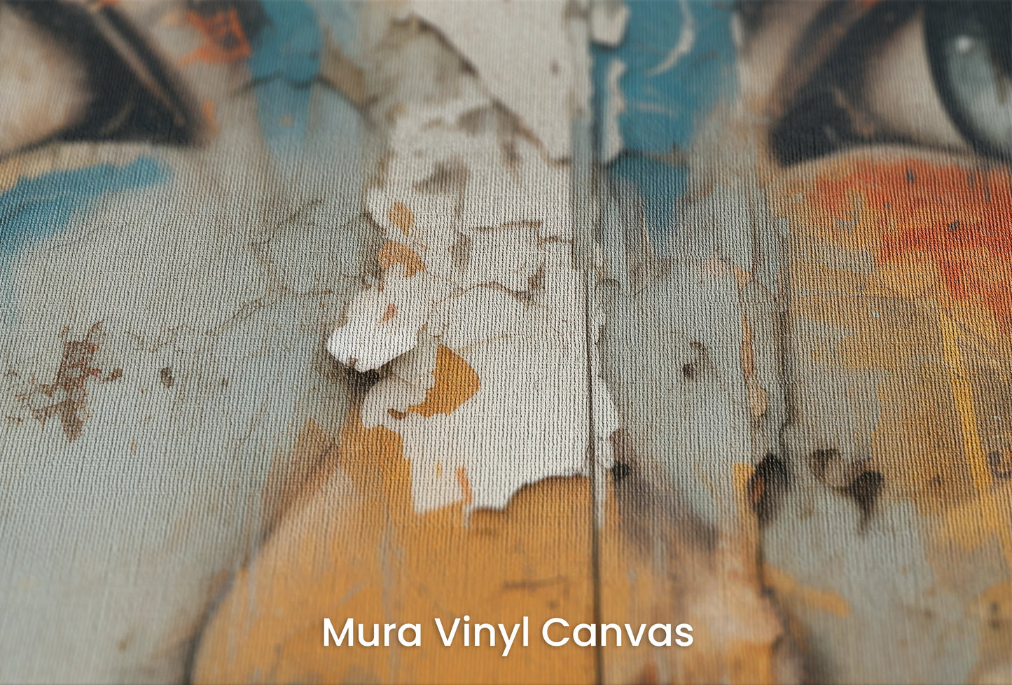 Zbliżenie na artystyczną fototapetę o nazwie Gaze of the City na podłożu Mura Vinyl Canvas - faktura naturalnego płótna.