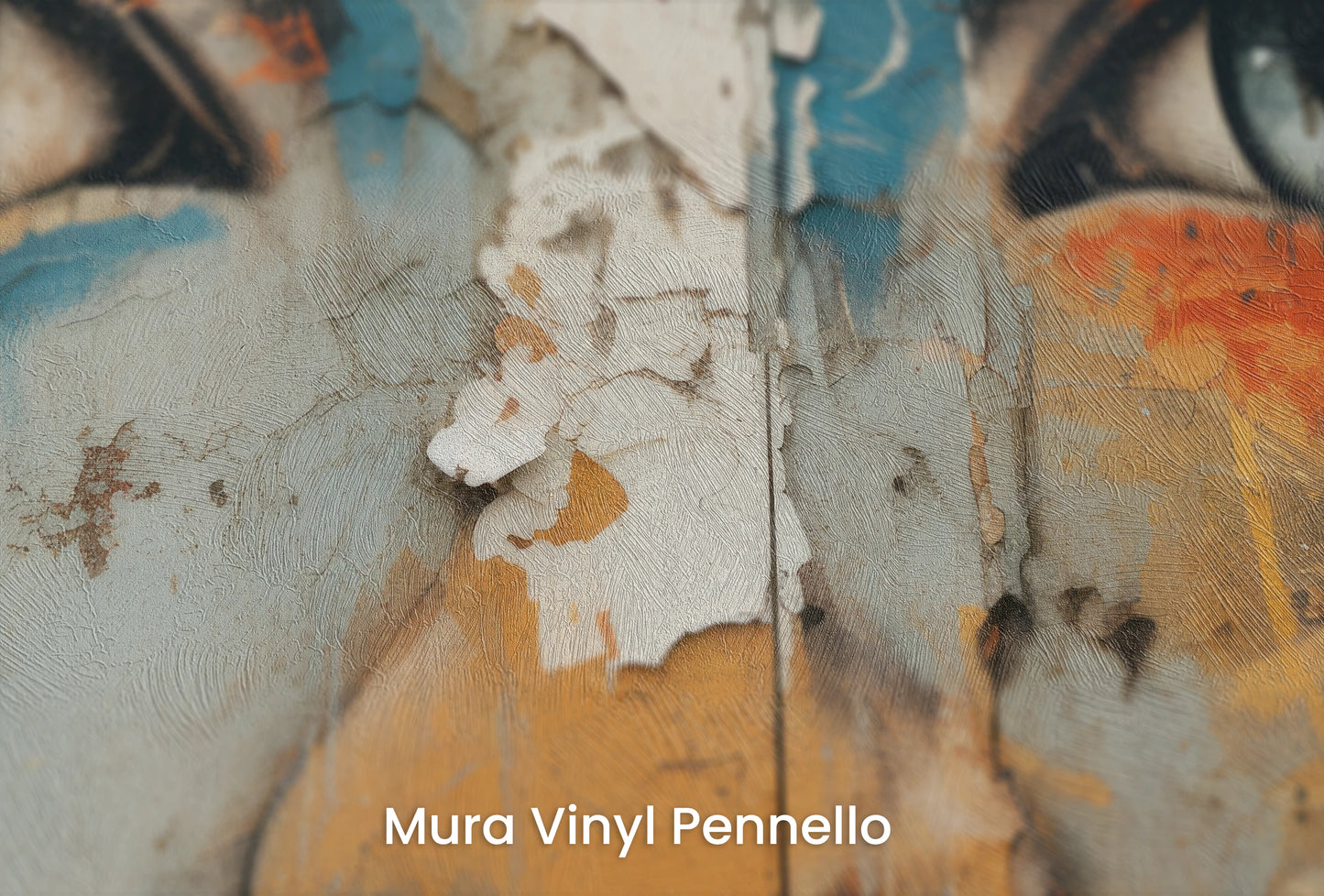 Zbliżenie na artystyczną fototapetę o nazwie Gaze of the City na podłożu Mura Vinyl Pennello - faktura pociągnięć pędzla malarskiego.