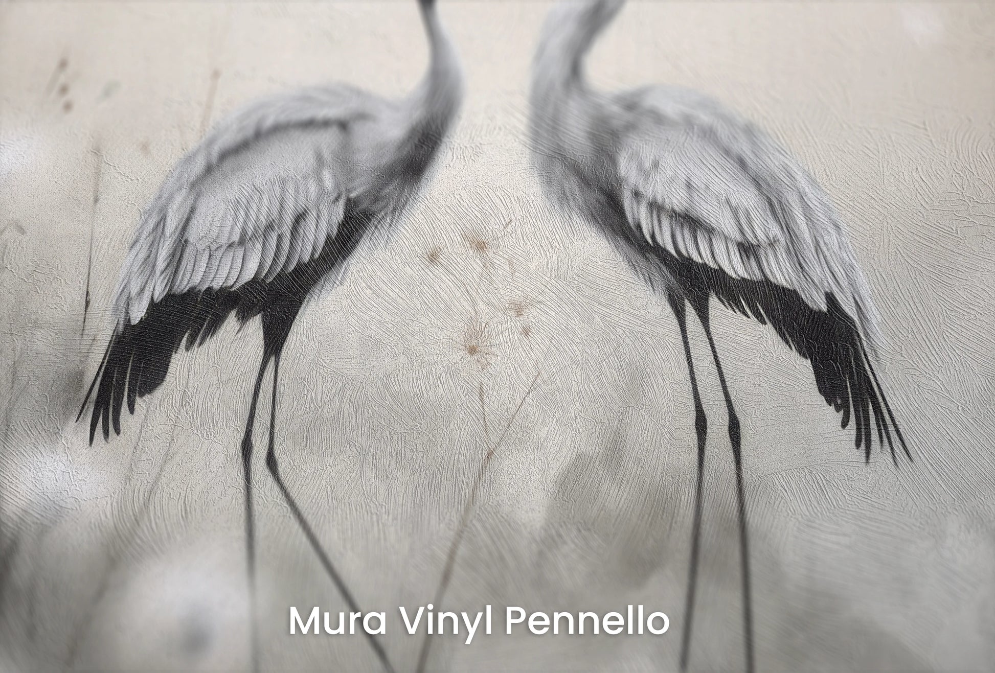 Zbliżenie na artystyczną fototapetę o nazwie Dandelion Wishes na podłożu Mura Vinyl Pennello - faktura pociągnięć pędzla malarskiego.