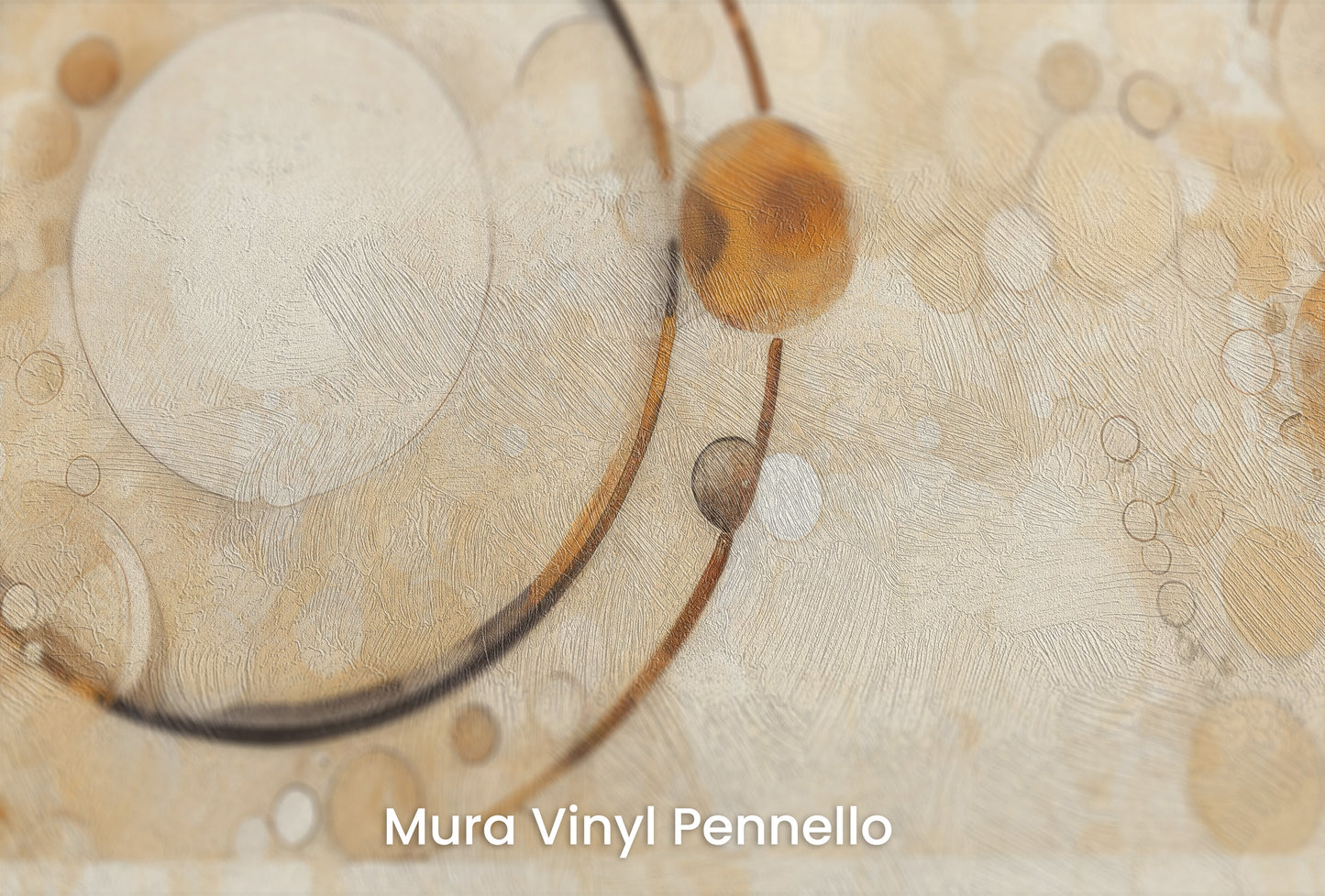 Zbliżenie na artystyczną fototapetę o nazwie BUBBLING BRONZE CASCADE na podłożu Mura Vinyl Pennello - faktura pociągnięć pędzla malarskiego.