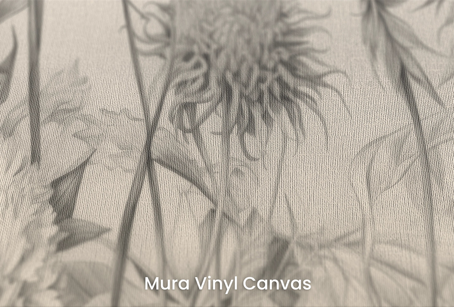 Zbliżenie na artystyczną fototapetę o nazwie Botanical Elegance na podłożu Mura Vinyl Canvas - faktura naturalnego płótna.