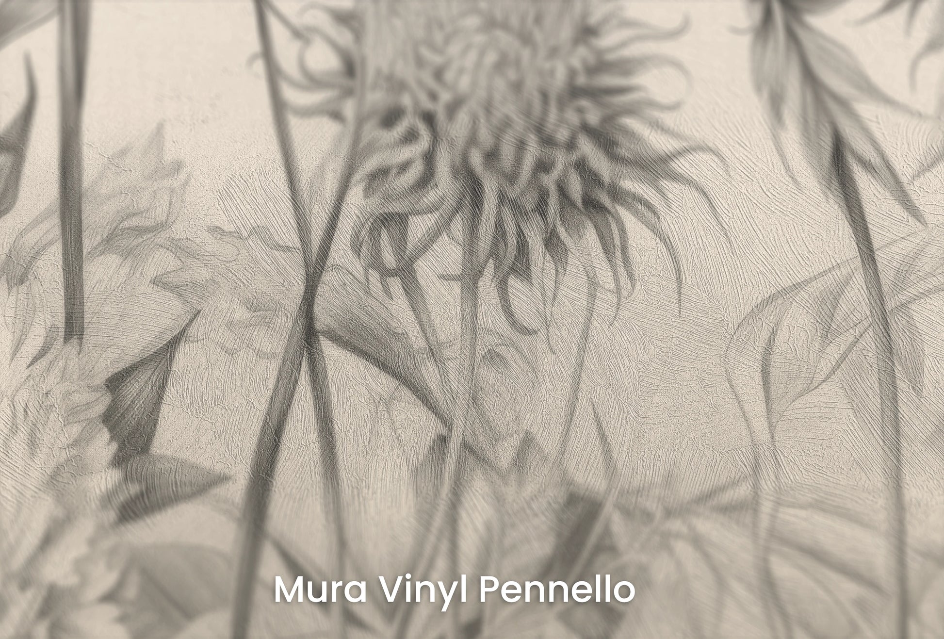 Zbliżenie na artystyczną fototapetę o nazwie Botanical Elegance na podłożu Mura Vinyl Pennello - faktura pociągnięć pędzla malarskiego.