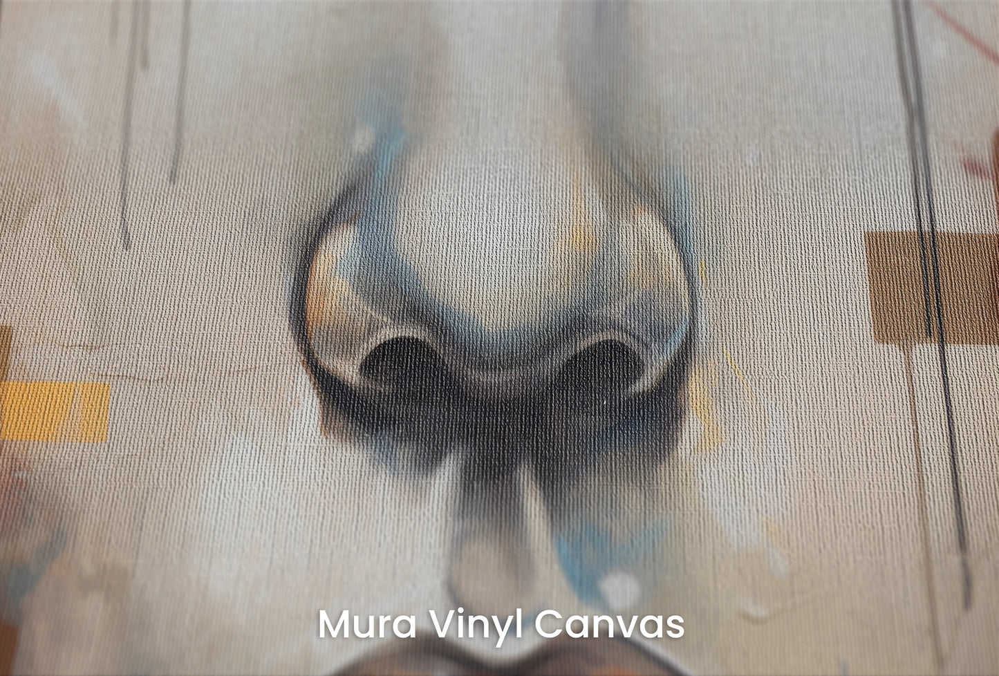 Zbliżenie na artystyczną fototapetę o nazwie Urban Reflections na podłożu Mura Vinyl Canvas - faktura naturalnego płótna.