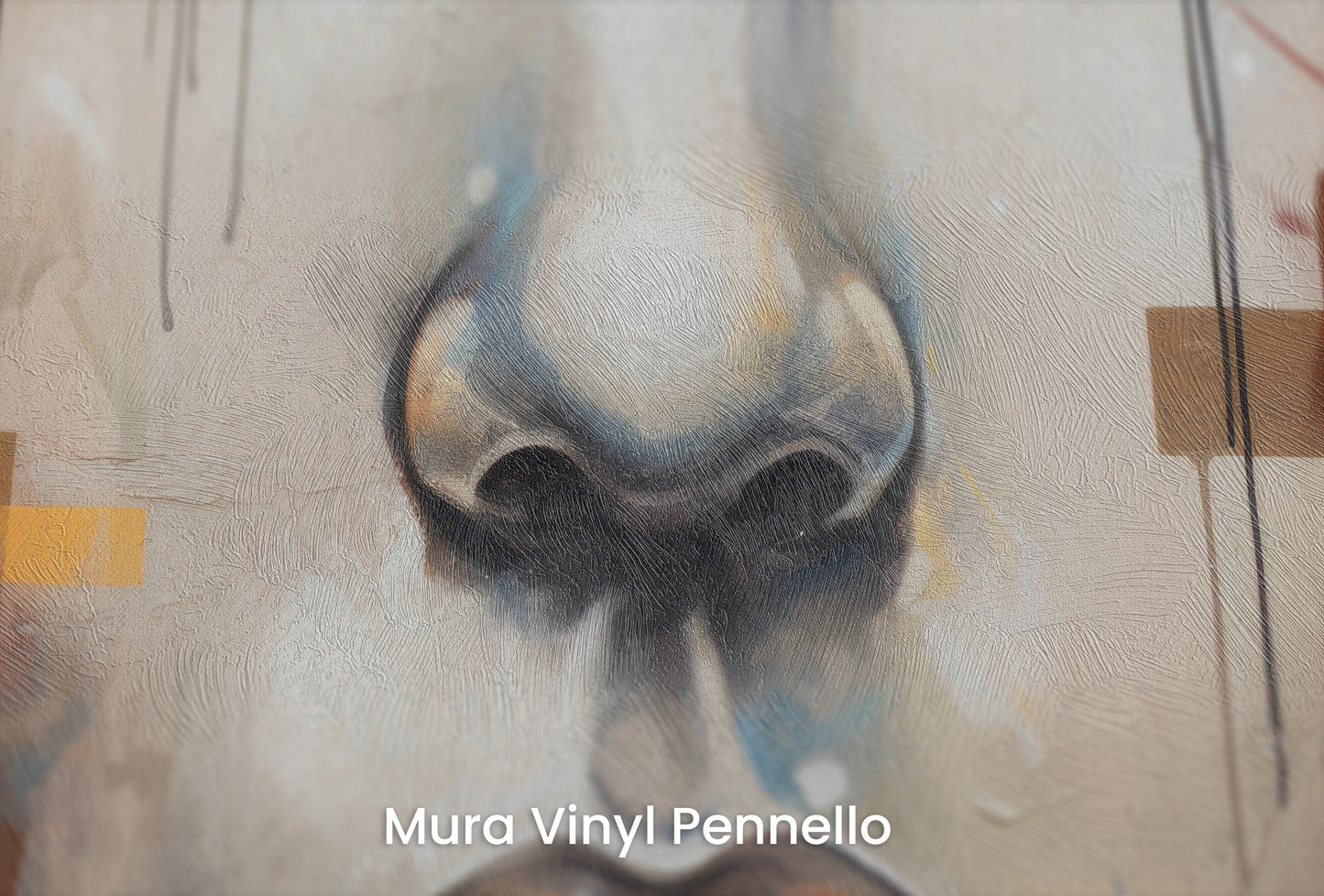 Zbliżenie na artystyczną fototapetę o nazwie Urban Reflections na podłożu Mura Vinyl Pennello - faktura pociągnięć pędzla malarskiego.