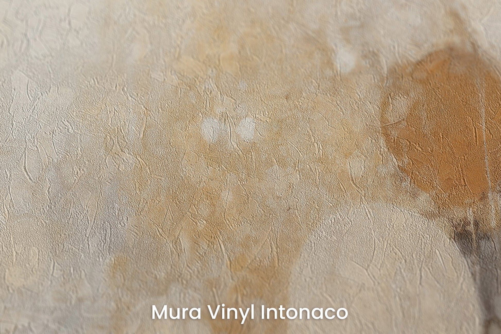 Zbliżenie na artystyczną fototapetę o nazwie DAWN HAZE ORBS na podłożu Mura Vinyl Intonaco - struktura tartego tynku.