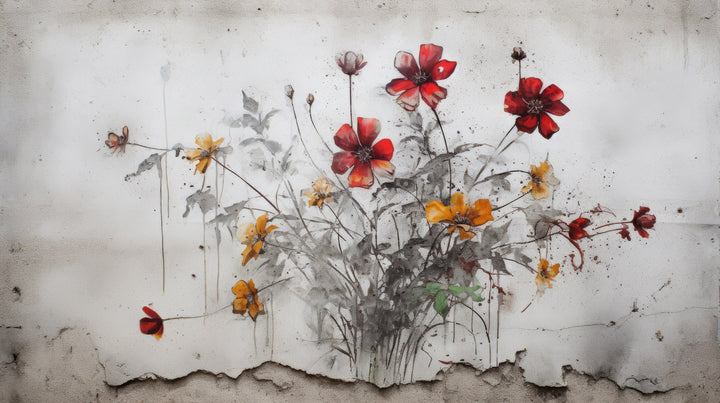 Prezentacja całego wzoru fototapety o nazwie RUSTIC BLOOMS OF VITALITY