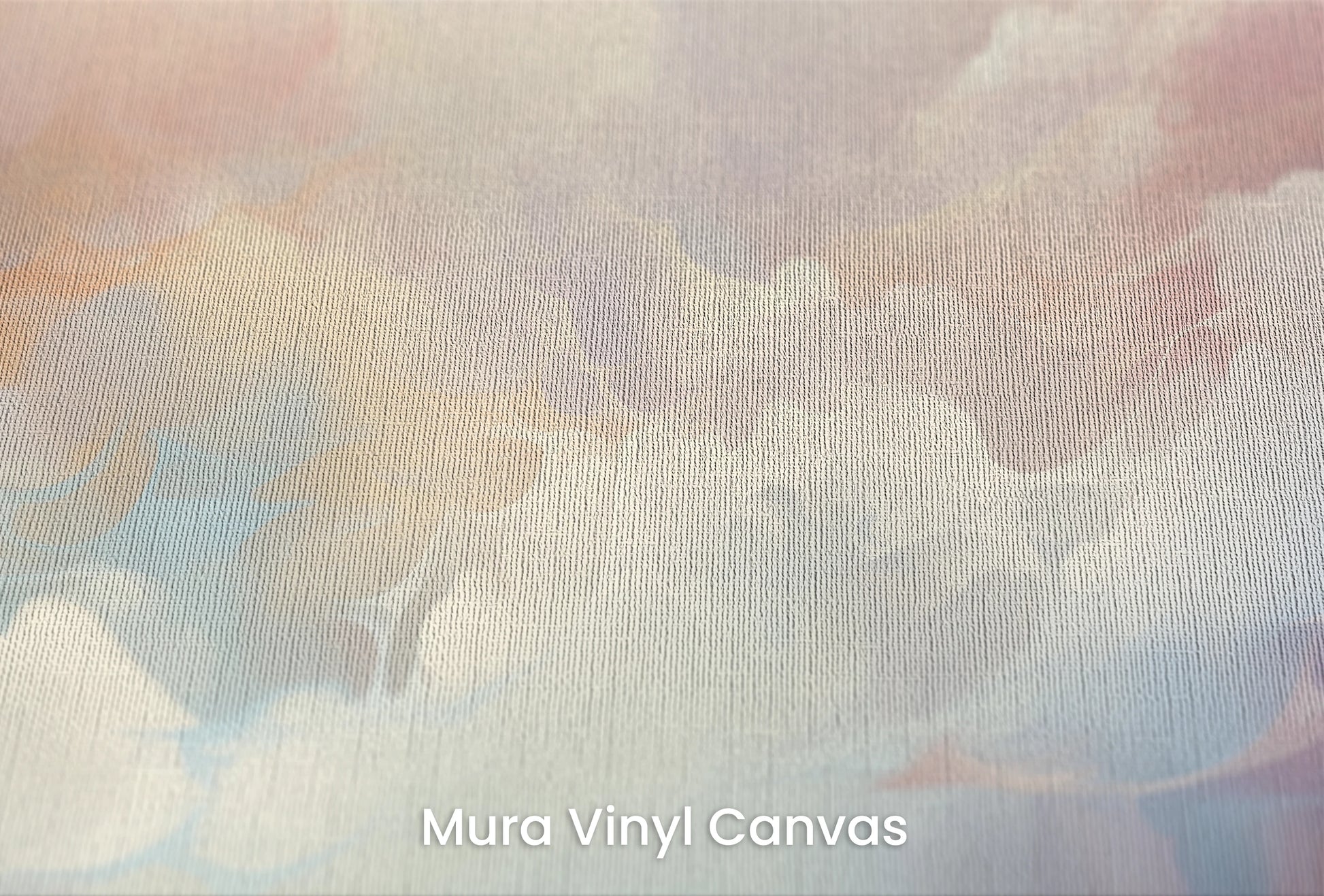 Zbliżenie na artystyczną fototapetę o nazwie Misty Pastels na podłożu Mura Vinyl Canvas - faktura naturalnego płótna.