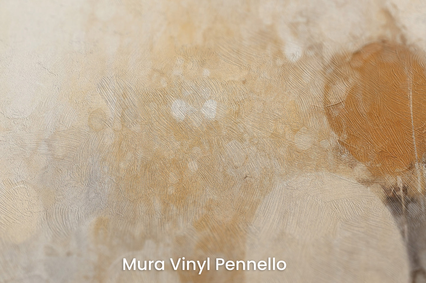 Zbliżenie na artystyczną fototapetę o nazwie DAWN HAZE ORBS na podłożu Mura Vinyl Pennello - faktura pociągnięć pędzla malarskiego.