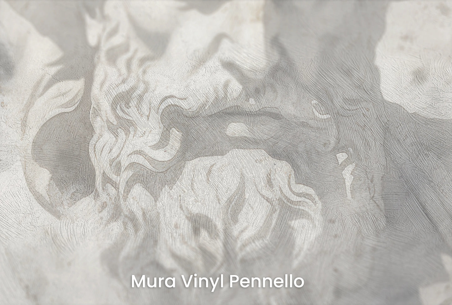 Zbliżenie na artystyczną fototapetę o nazwie Mythical Echoes na podłożu Mura Vinyl Pennello - faktura pociągnięć pędzla malarskiego.
