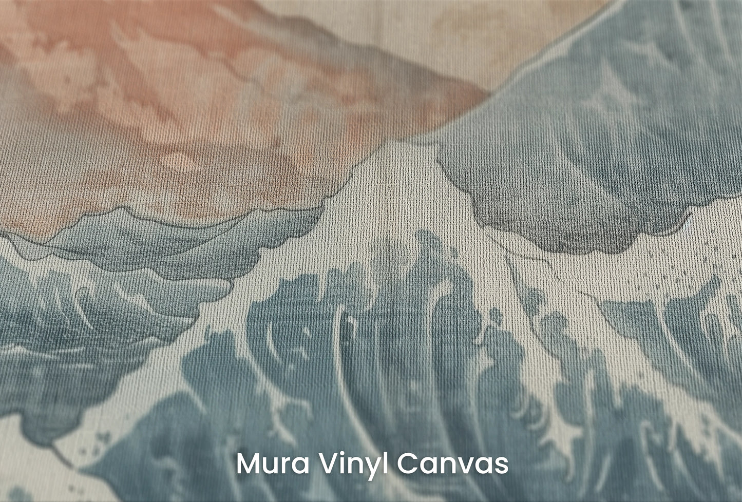 Zbliżenie na artystyczną fototapetę o nazwie Dawn over Fuji na podłożu Mura Vinyl Canvas - faktura naturalnego płótna.
