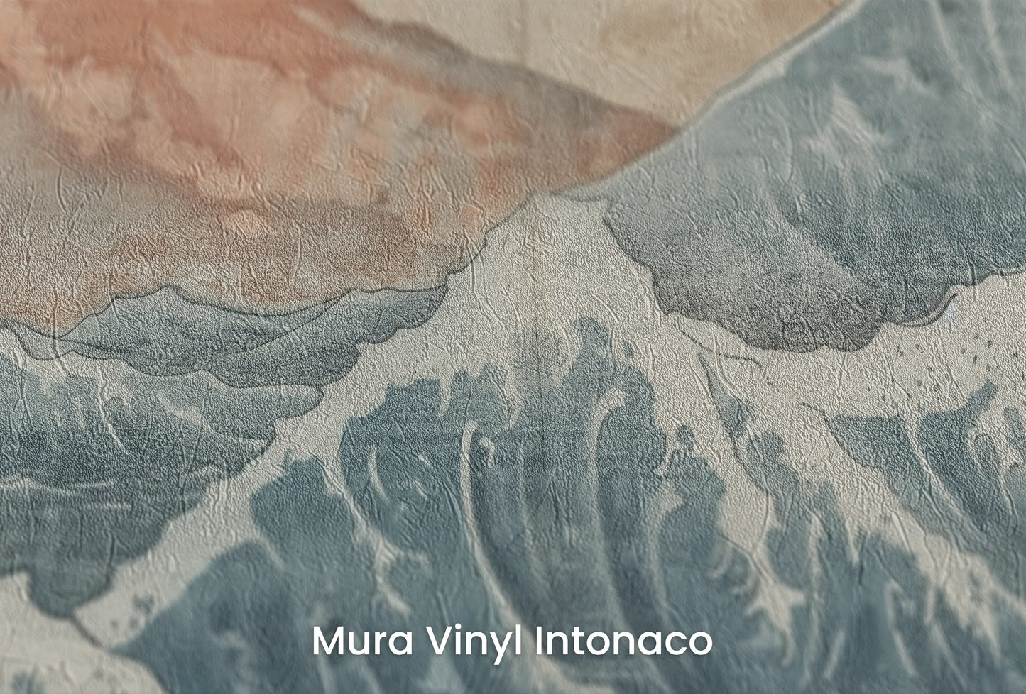 Zbliżenie na artystyczną fototapetę o nazwie Dawn over Fuji na podłożu Mura Vinyl Intonaco - struktura tartego tynku.