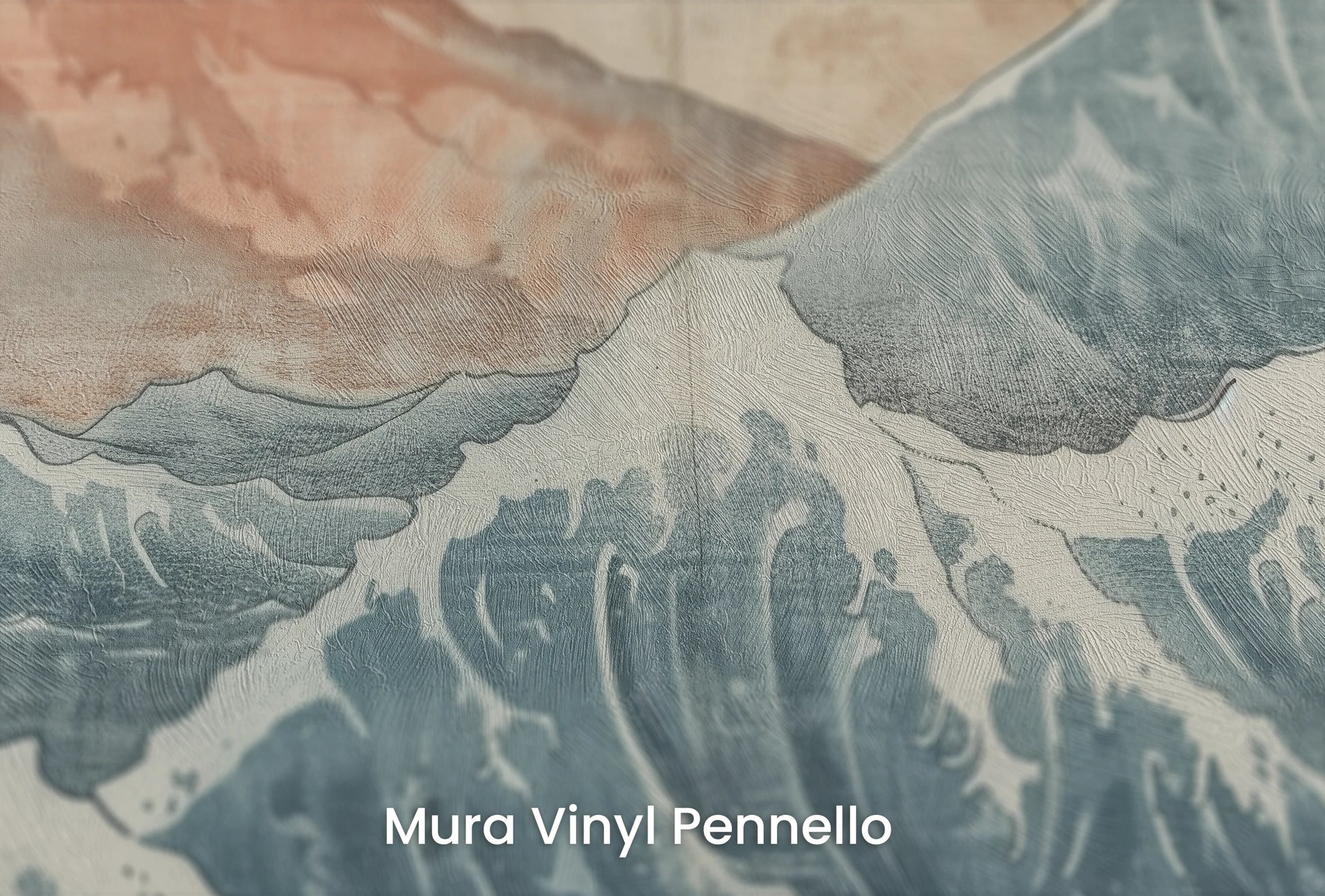 Zbliżenie na artystyczną fototapetę o nazwie Dawn over Fuji na podłożu Mura Vinyl Pennello - faktura pociągnięć pędzla malarskiego.
