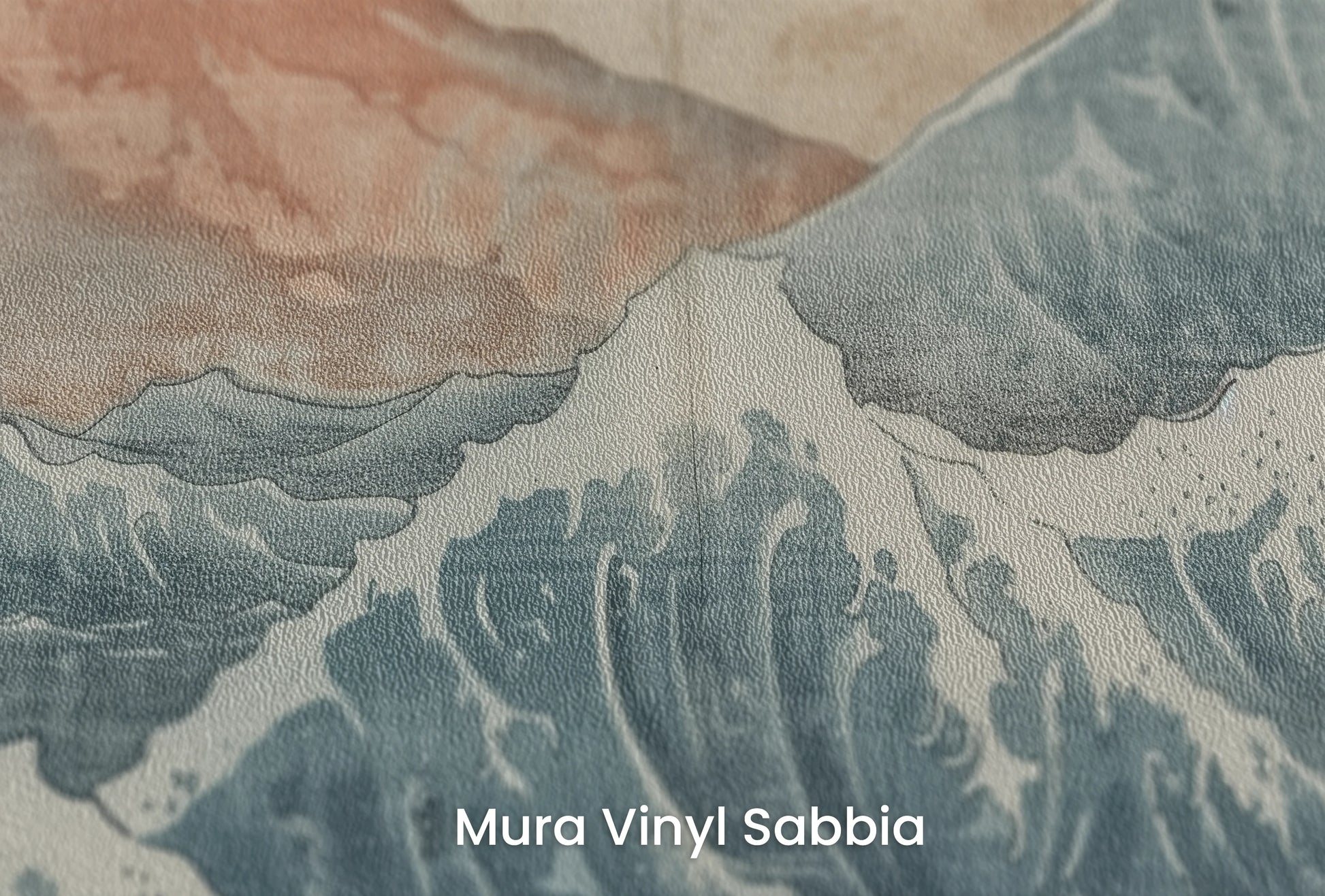 Zbliżenie na artystyczną fototapetę o nazwie Dawn over Fuji na podłożu Mura Vinyl Sabbia struktura grubego ziarna piasku.
