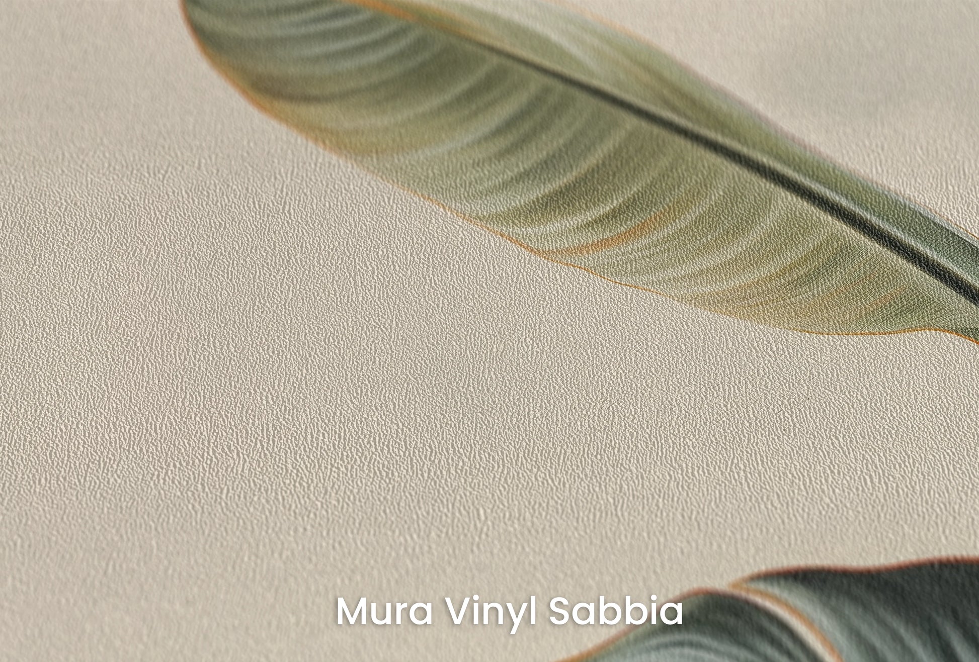 Zbliżenie na artystyczną fototapetę o nazwie Tropical Serenity na podłożu Mura Vinyl Sabbia struktura grubego ziarna piasku.