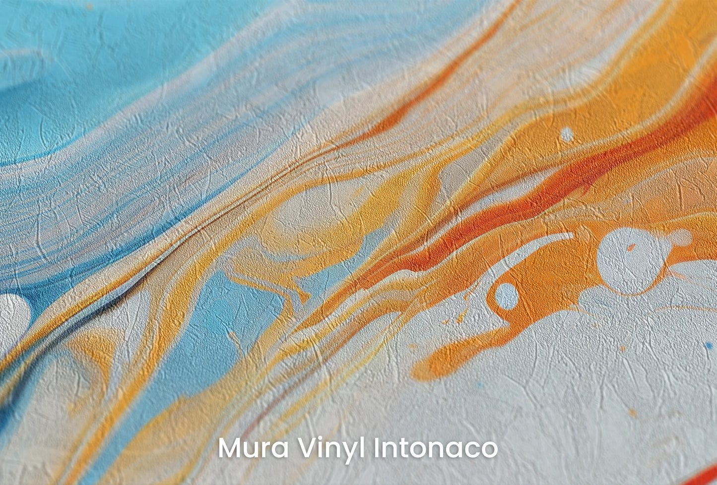 Zbliżenie na artystyczną fototapetę o nazwie Saturn's Serenity na podłożu Mura Vinyl Intonaco - struktura tartego tynku.
