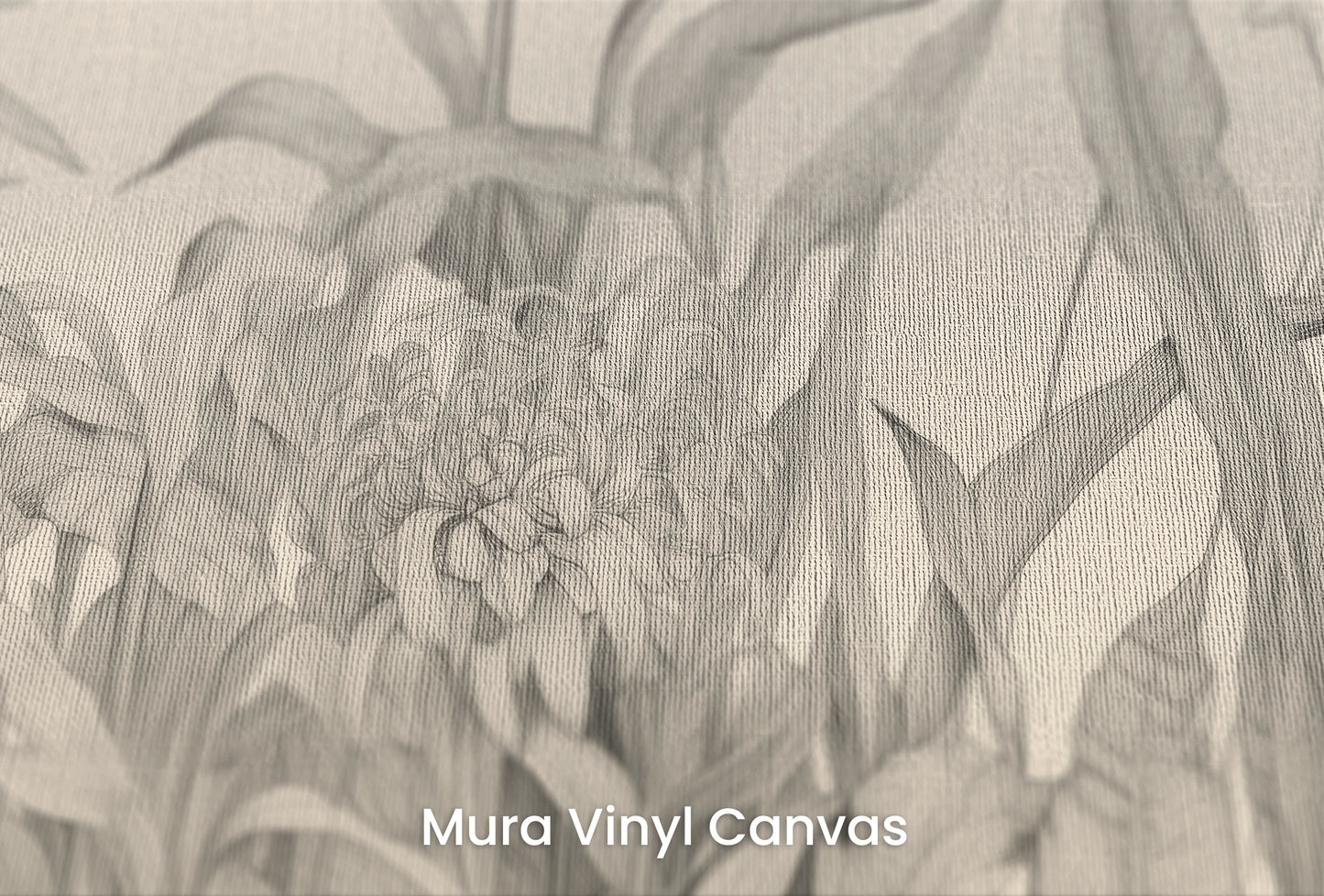 Zbliżenie na artystyczną fototapetę o nazwie Floral Dance na podłożu Mura Vinyl Canvas - faktura naturalnego płótna.