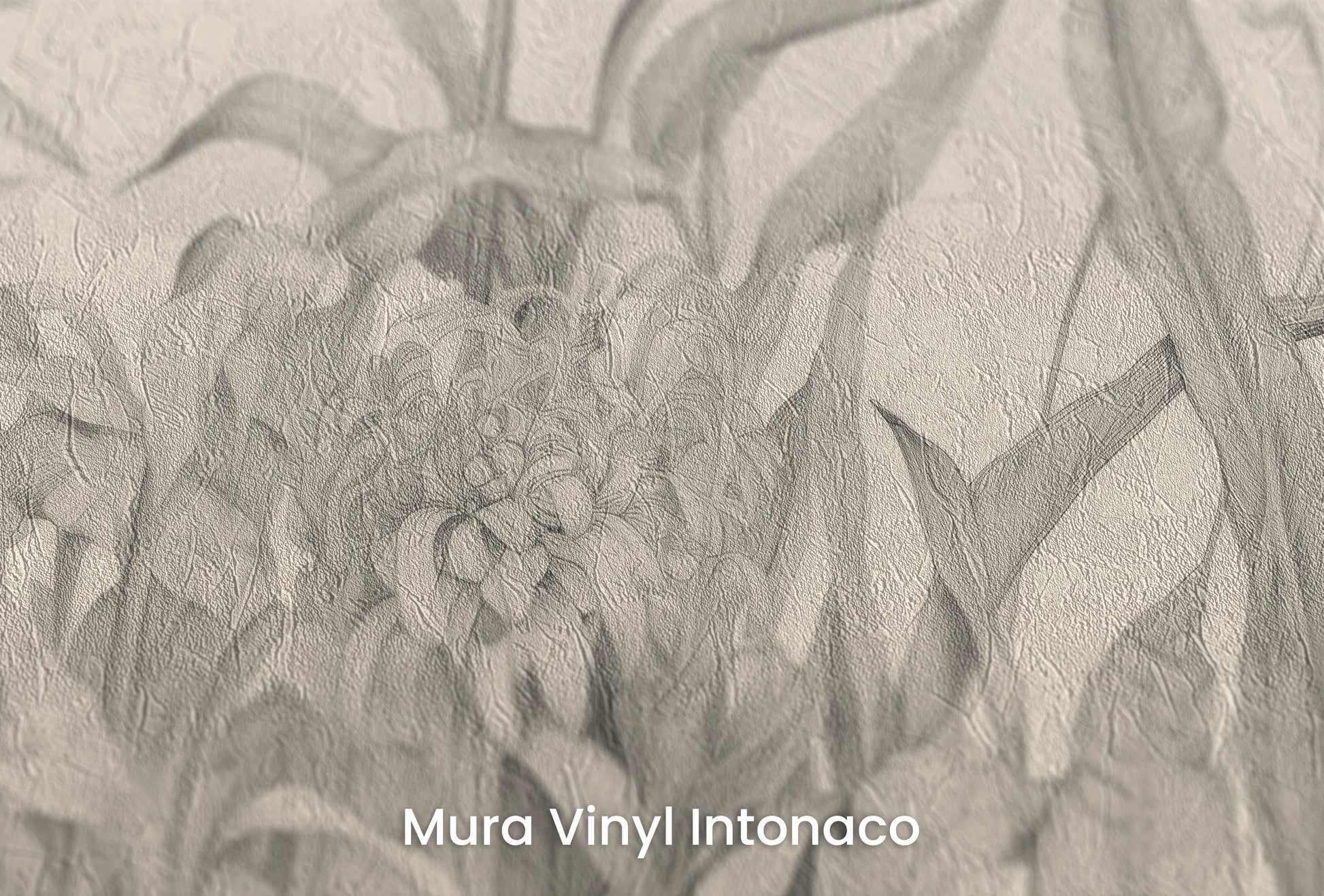 Zbliżenie na artystyczną fototapetę o nazwie Floral Dance na podłożu Mura Vinyl Intonaco - struktura tartego tynku.