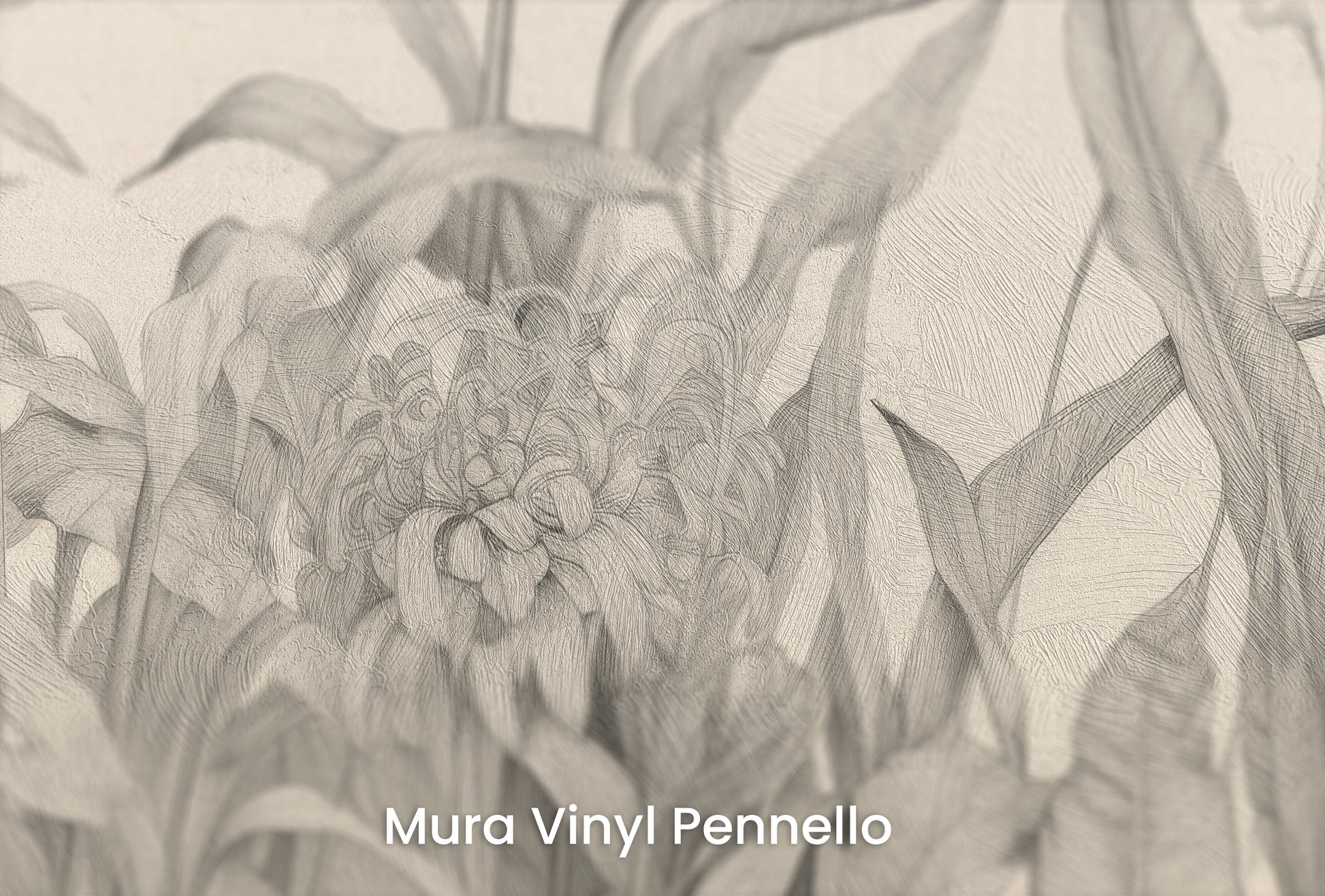 Zbliżenie na artystyczną fototapetę o nazwie Floral Dance na podłożu Mura Vinyl Pennello - faktura pociągnięć pędzla malarskiego.