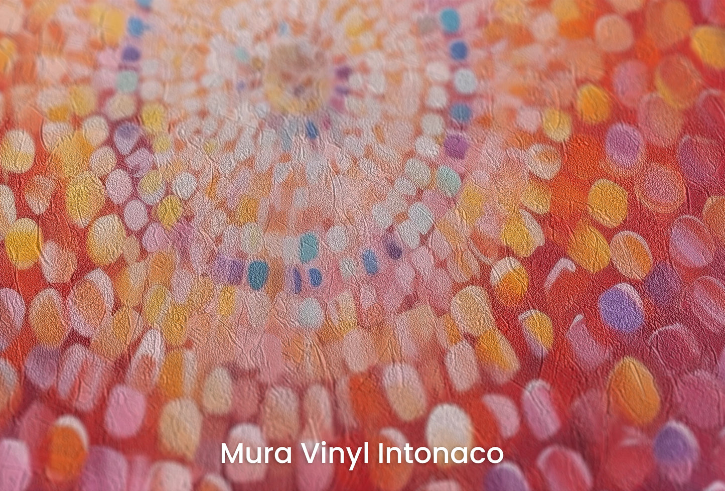 Zbliżenie na artystyczną fototapetę o nazwie Cosmic Burst na podłożu Mura Vinyl Intonaco - struktura tartego tynku.