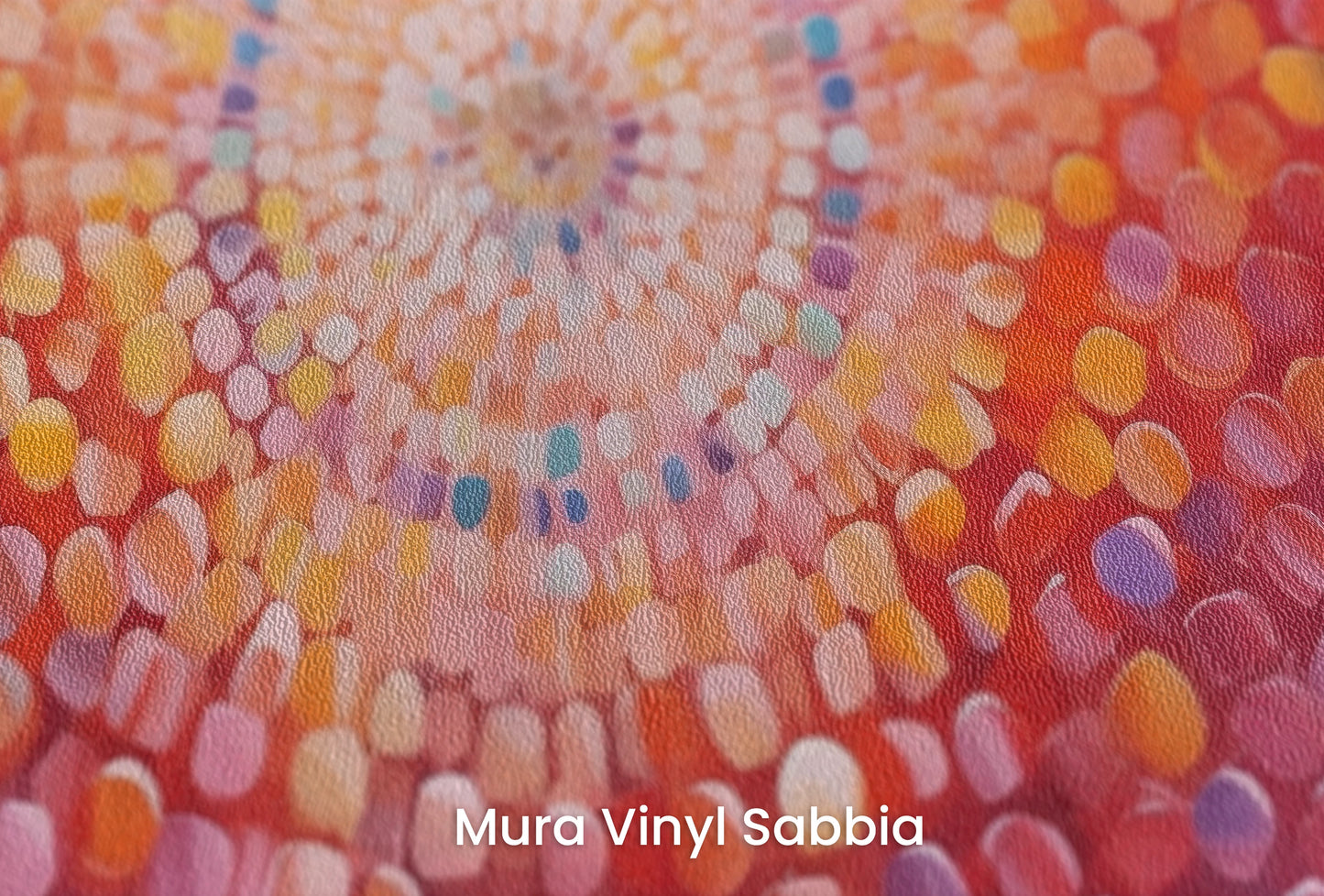 Zbliżenie na artystyczną fototapetę o nazwie Cosmic Burst na podłożu Mura Vinyl Sabbia struktura grubego ziarna piasku.