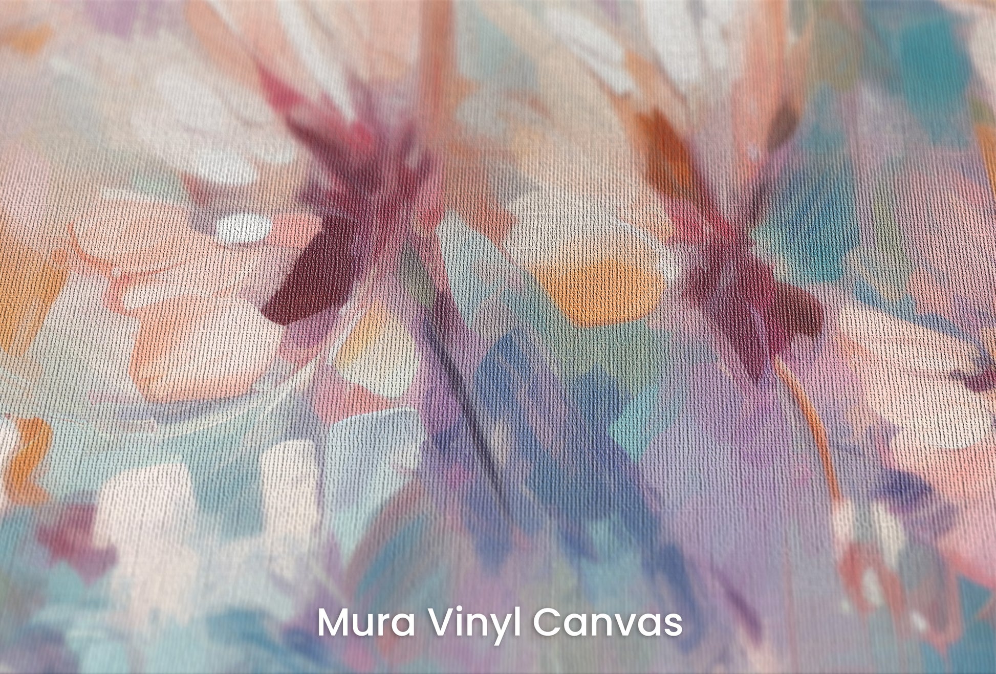 Zbliżenie na artystyczną fototapetę o nazwie Ethereal Blossom Dance na podłożu Mura Vinyl Canvas - faktura naturalnego płótna.
