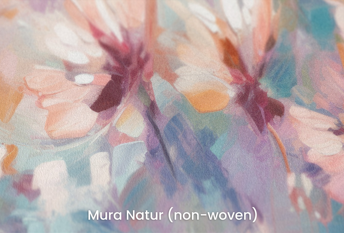 Zbliżenie na artystyczną fototapetę o nazwie Ethereal Blossom Dance na podłożu Mura Natur (non-woven) - naturalne i ekologiczne podłoże.
