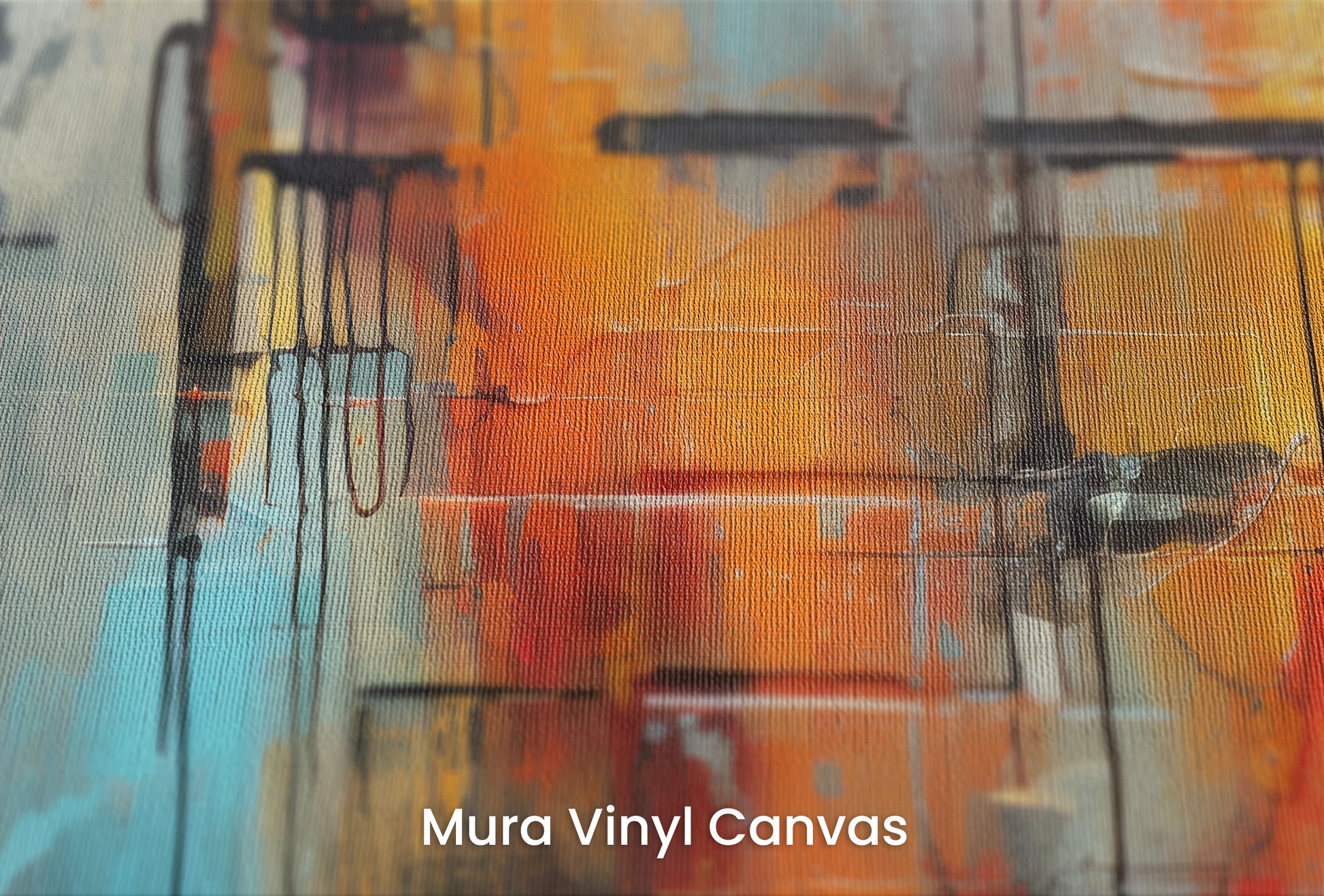 Zbliżenie na artystyczną fototapetę o nazwie Fragmented Reality na podłożu Mura Vinyl Canvas - faktura naturalnego płótna.