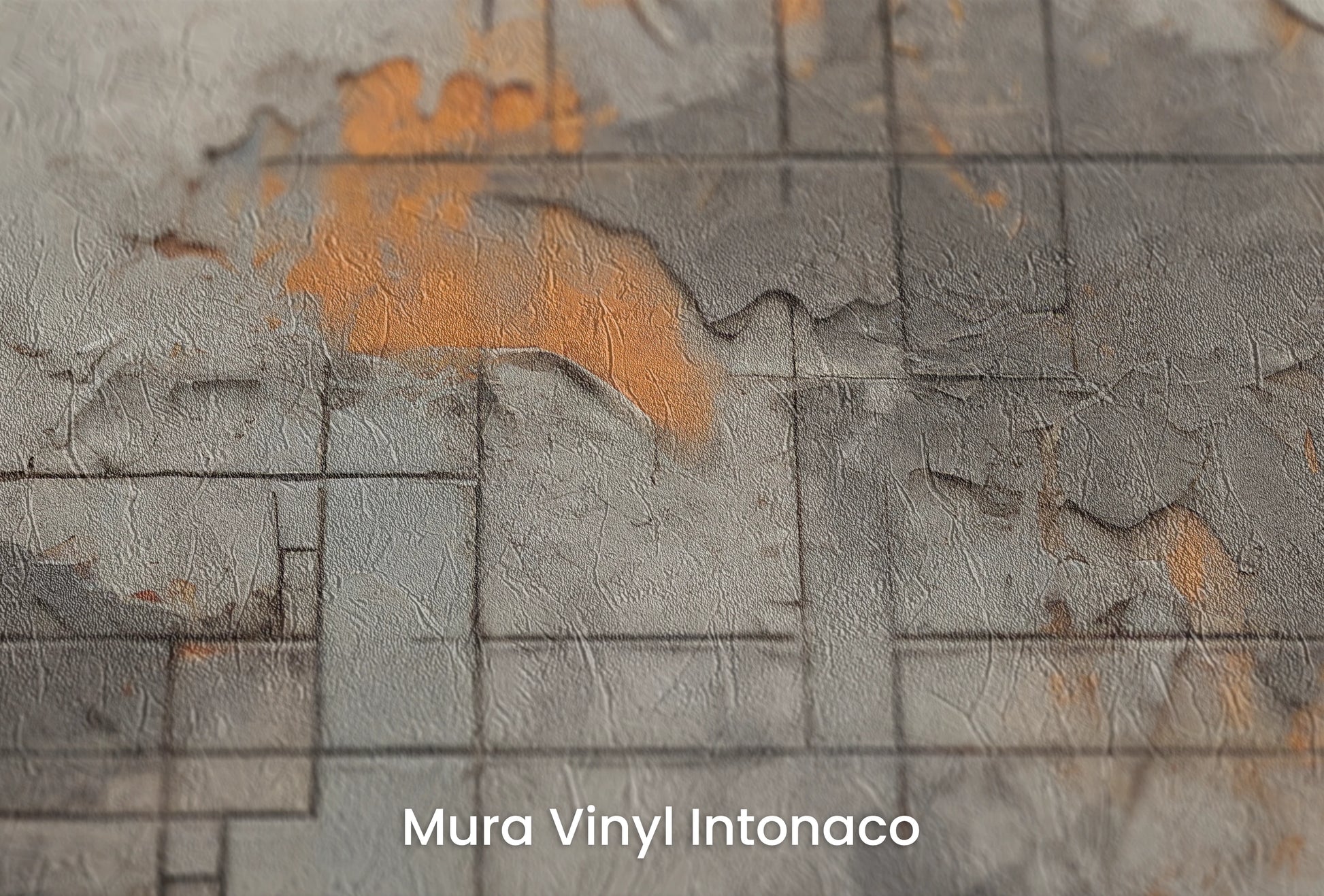 Zbliżenie na artystyczną fototapetę o nazwie Rusty Edges na podłożu Mura Vinyl Intonaco - struktura tartego tynku.