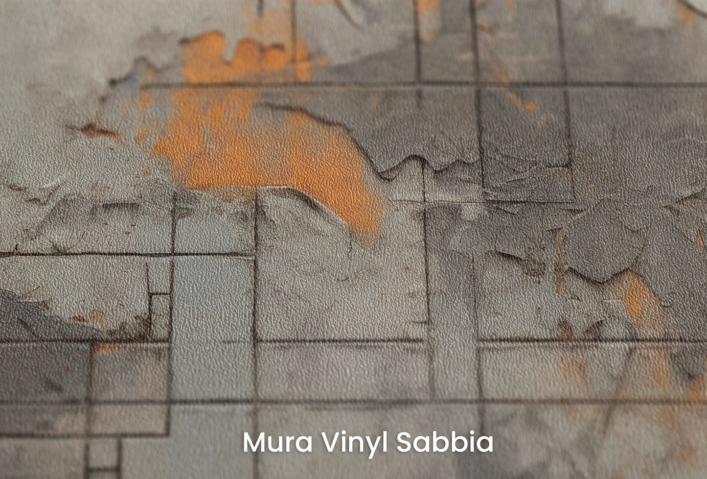 Zbliżenie na artystyczną fototapetę o nazwie Rusty Edges na podłożu Mura Vinyl Sabbia struktura grubego ziarna piasku.