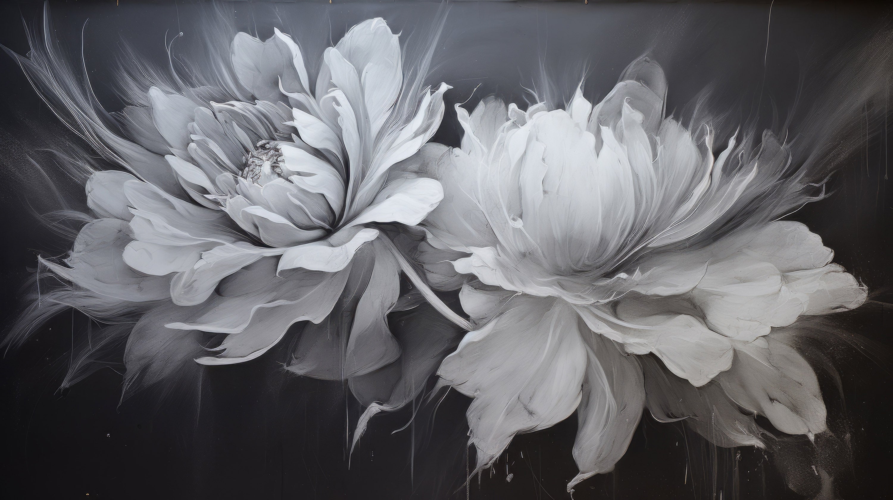 Podgląd wzoru: Prezentacja całego wzoru fototapety o nazwie SILVER WHISPERING PETALS