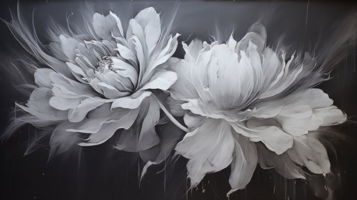Prezentacja całego wzoru fototapety o nazwie SILVER WHISPERING PETALS