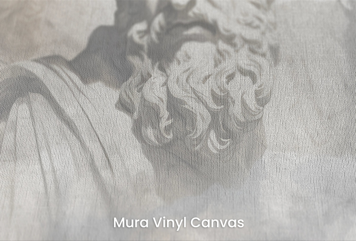 Zbliżenie na artystyczną fototapetę o nazwie Divine Whispers na podłożu Mura Vinyl Canvas - faktura naturalnego płótna.