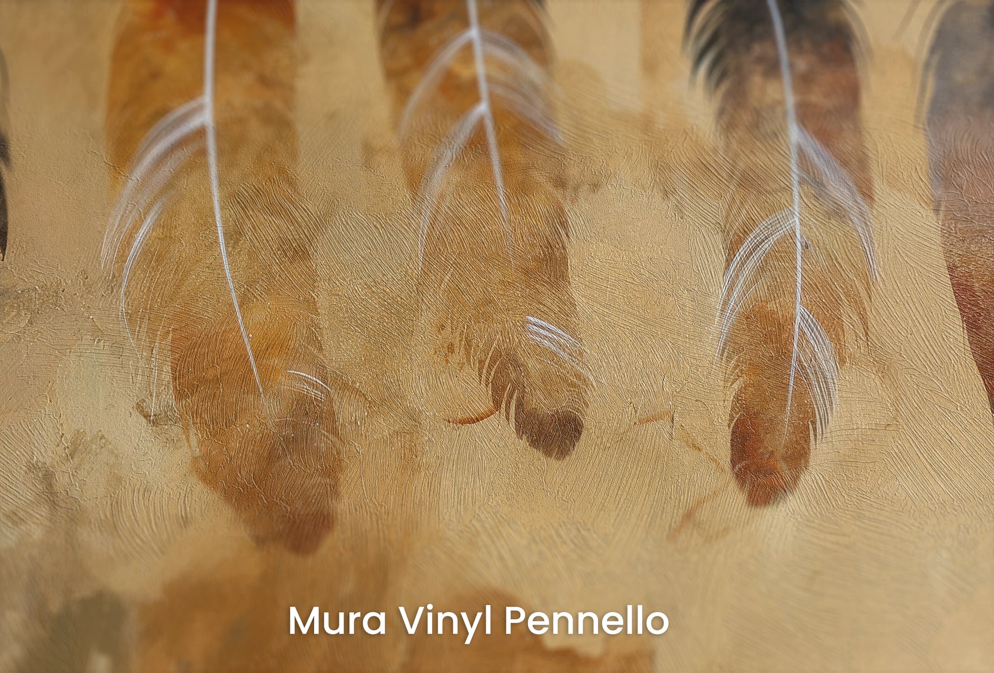 Zbliżenie na artystyczną fototapetę o nazwie Terra Echo na podłożu Mura Vinyl Pennello - faktura pociągnięć pędzla malarskiego.