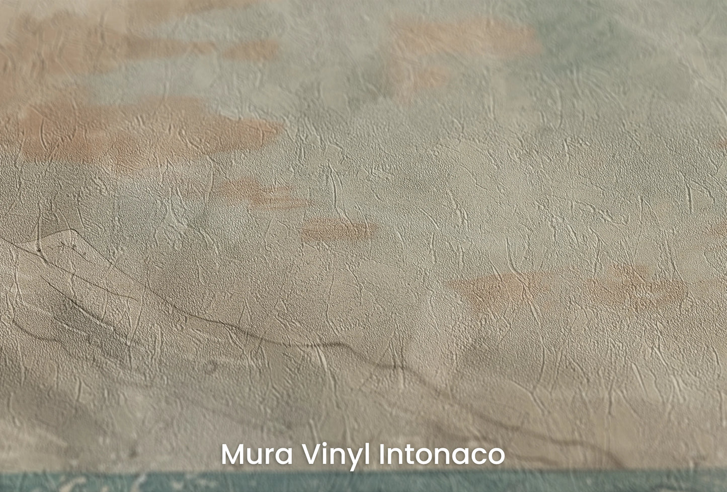 Zbliżenie na artystyczną fototapetę o nazwie Celestial Ocean Calm na podłożu Mura Vinyl Intonaco - struktura tartego tynku.
