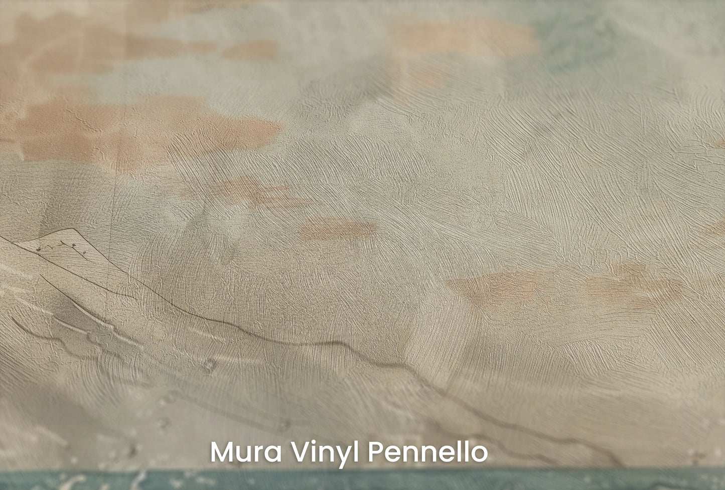 Zbliżenie na artystyczną fototapetę o nazwie Celestial Ocean Calm na podłożu Mura Vinyl Pennello - faktura pociągnięć pędzla malarskiego.