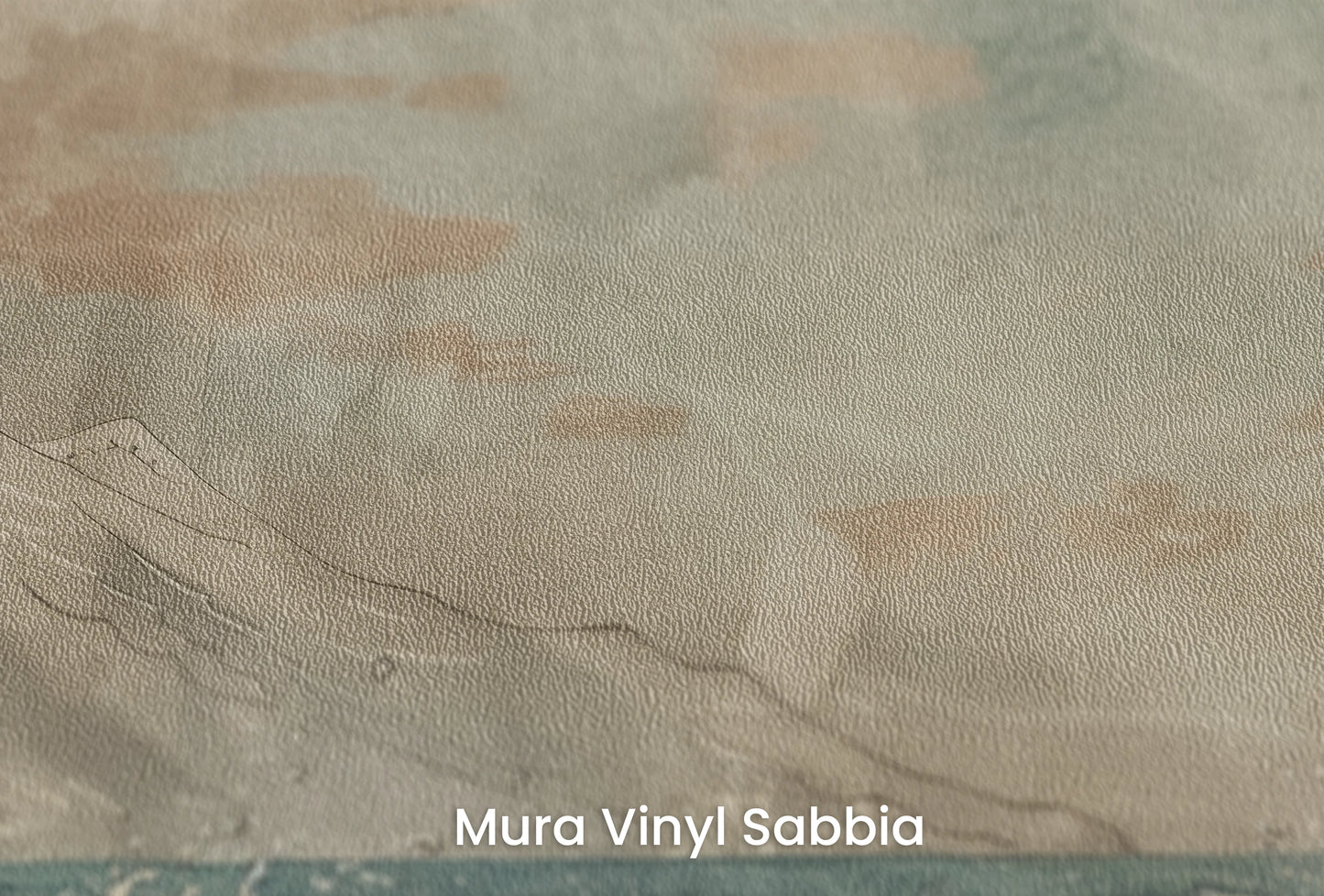 Zbliżenie na artystyczną fototapetę o nazwie Celestial Ocean Calm na podłożu Mura Vinyl Sabbia struktura grubego ziarna piasku.