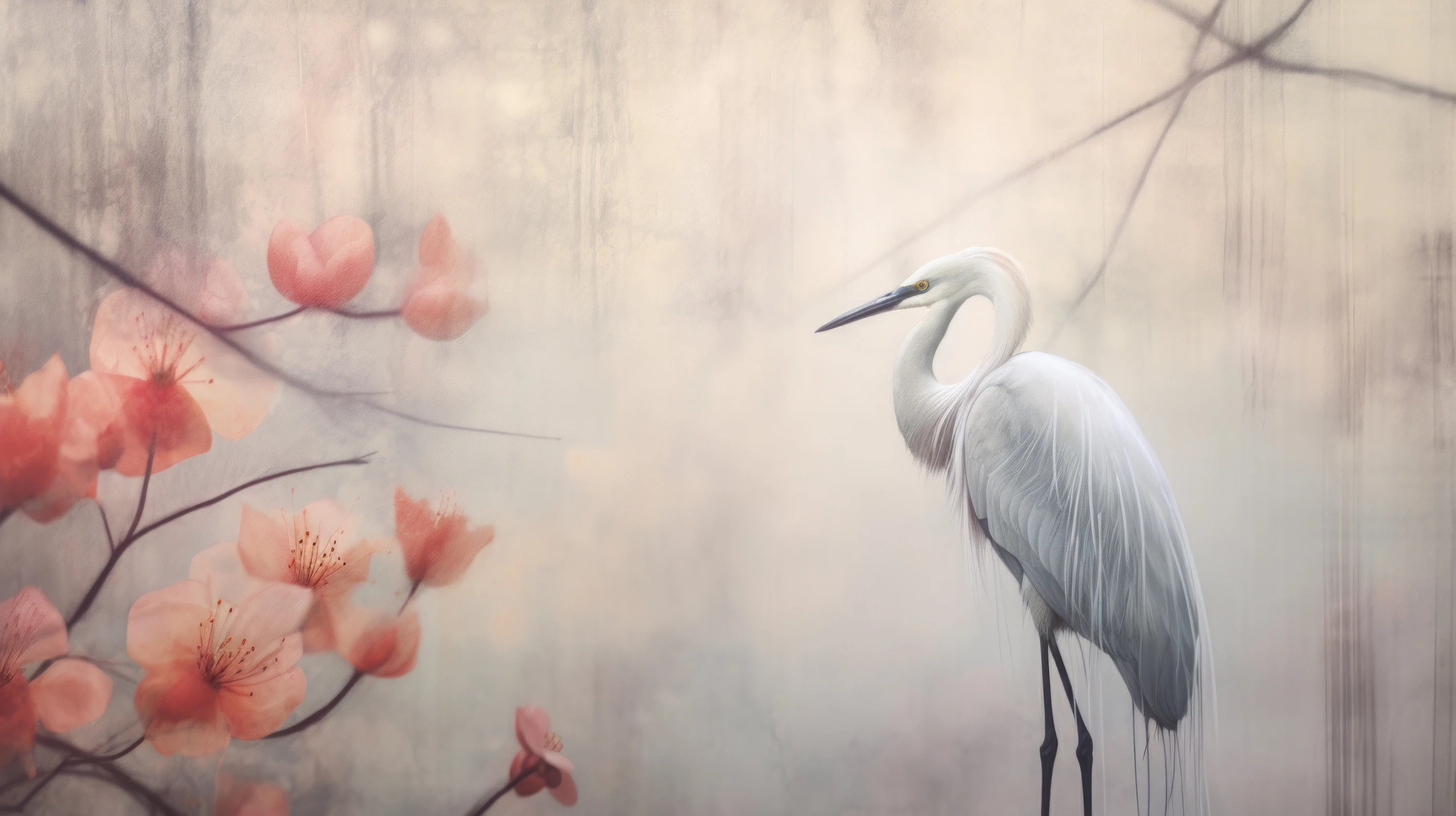Podgląd wzoru: Prezentacja całego wzoru fototapety o nazwie Misty Blossom Scene