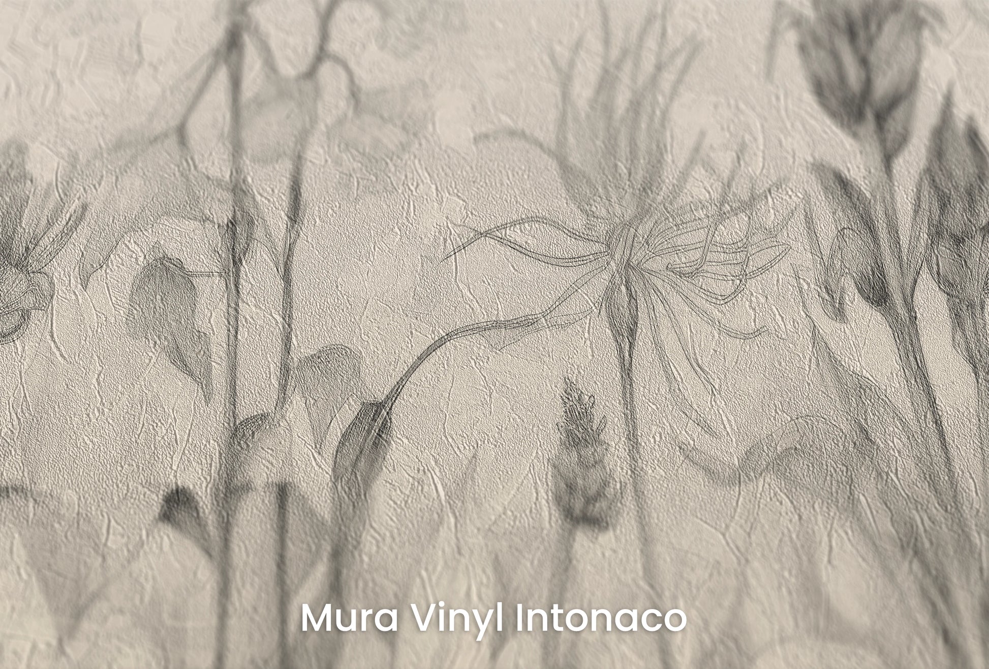 Zbliżenie na artystyczną fototapetę o nazwie Petal Whispers na podłożu Mura Vinyl Intonaco - struktura tartego tynku.