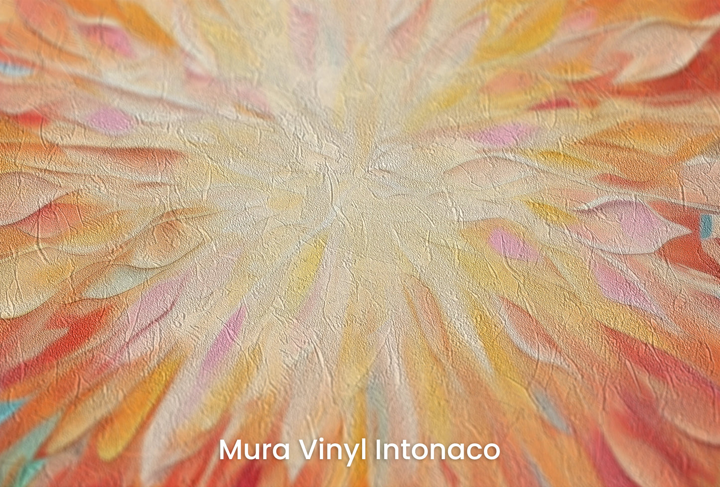 Zbliżenie na artystyczną fototapetę o nazwie Soft Luminance na podłożu Mura Vinyl Intonaco - struktura tartego tynku.