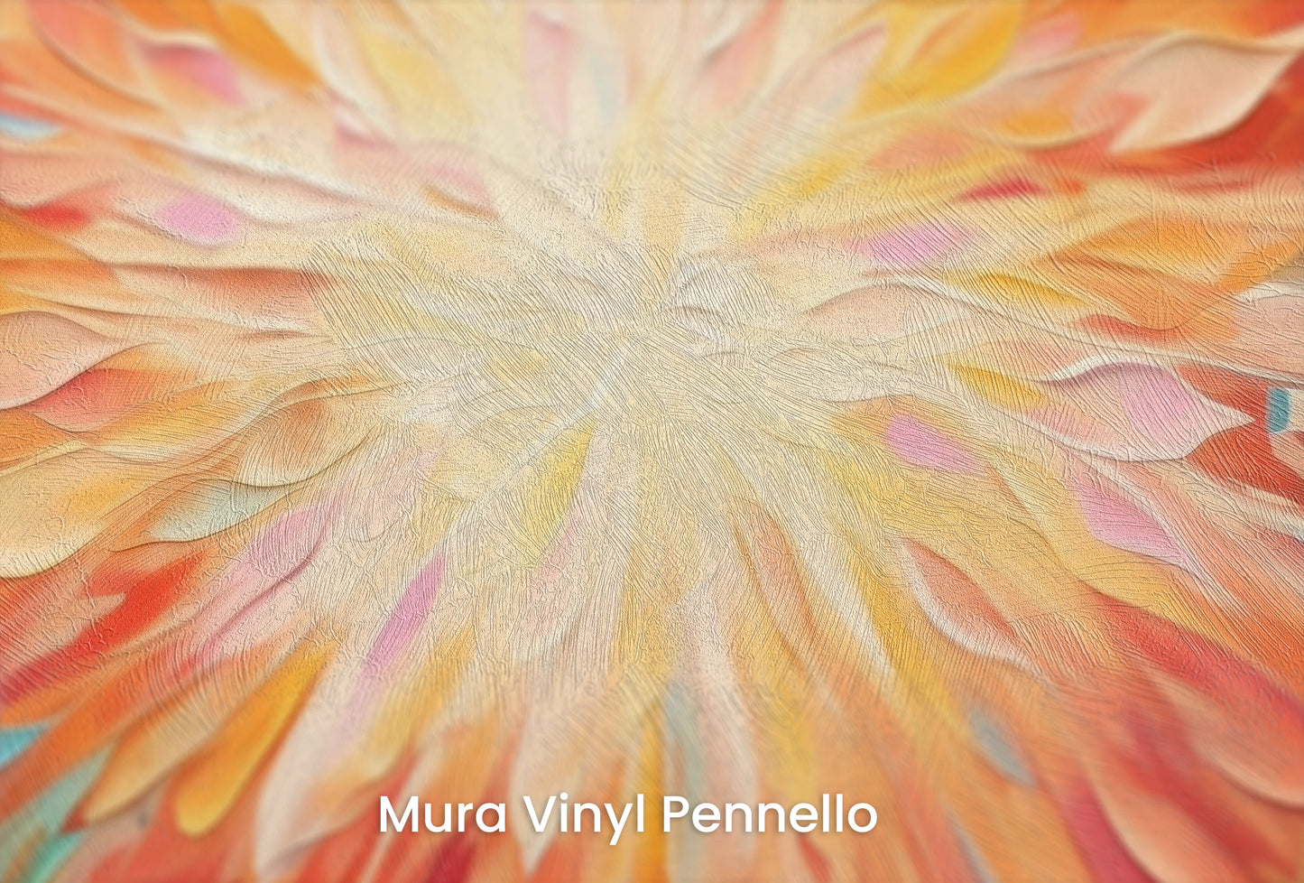 Zbliżenie na artystyczną fototapetę o nazwie Soft Luminance na podłożu Mura Vinyl Pennello - faktura pociągnięć pędzla malarskiego.