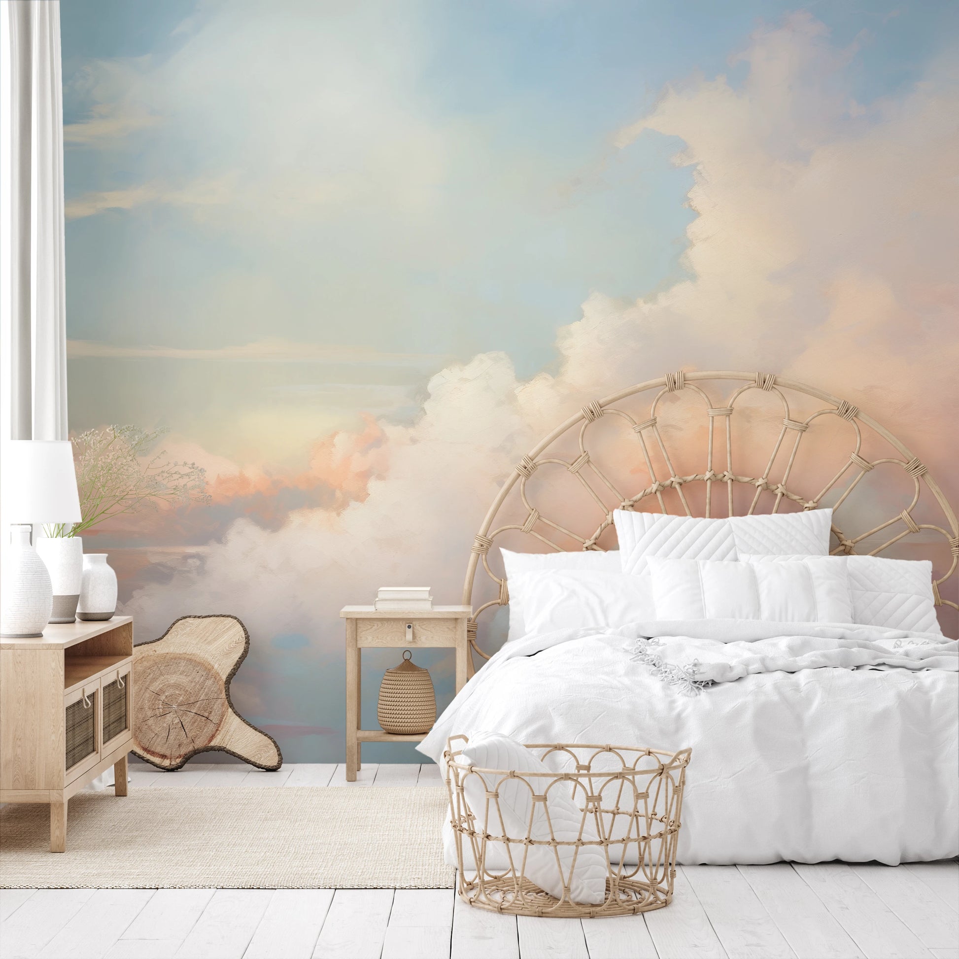 Wzór fototapety malowanej o nazwie Pastel Dream #2 pokazanej w aranżacji wnętrza.