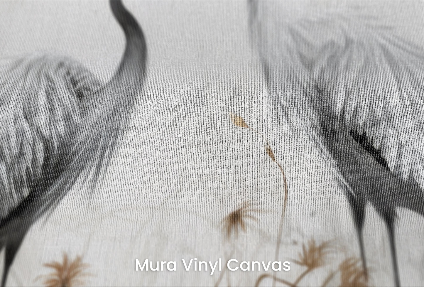 Zbliżenie na artystyczną fototapetę o nazwie Serenity Waltz na podłożu Mura Vinyl Canvas - faktura naturalnego płótna.