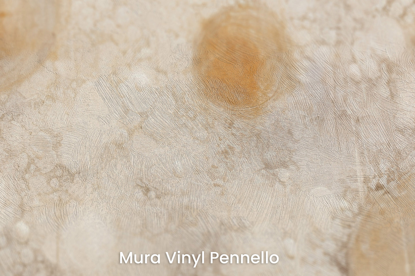 Zbliżenie na artystyczną fototapetę o nazwie GOLDEN MIST ORBITALS na podłożu Mura Vinyl Pennello - faktura pociągnięć pędzla malarskiego.