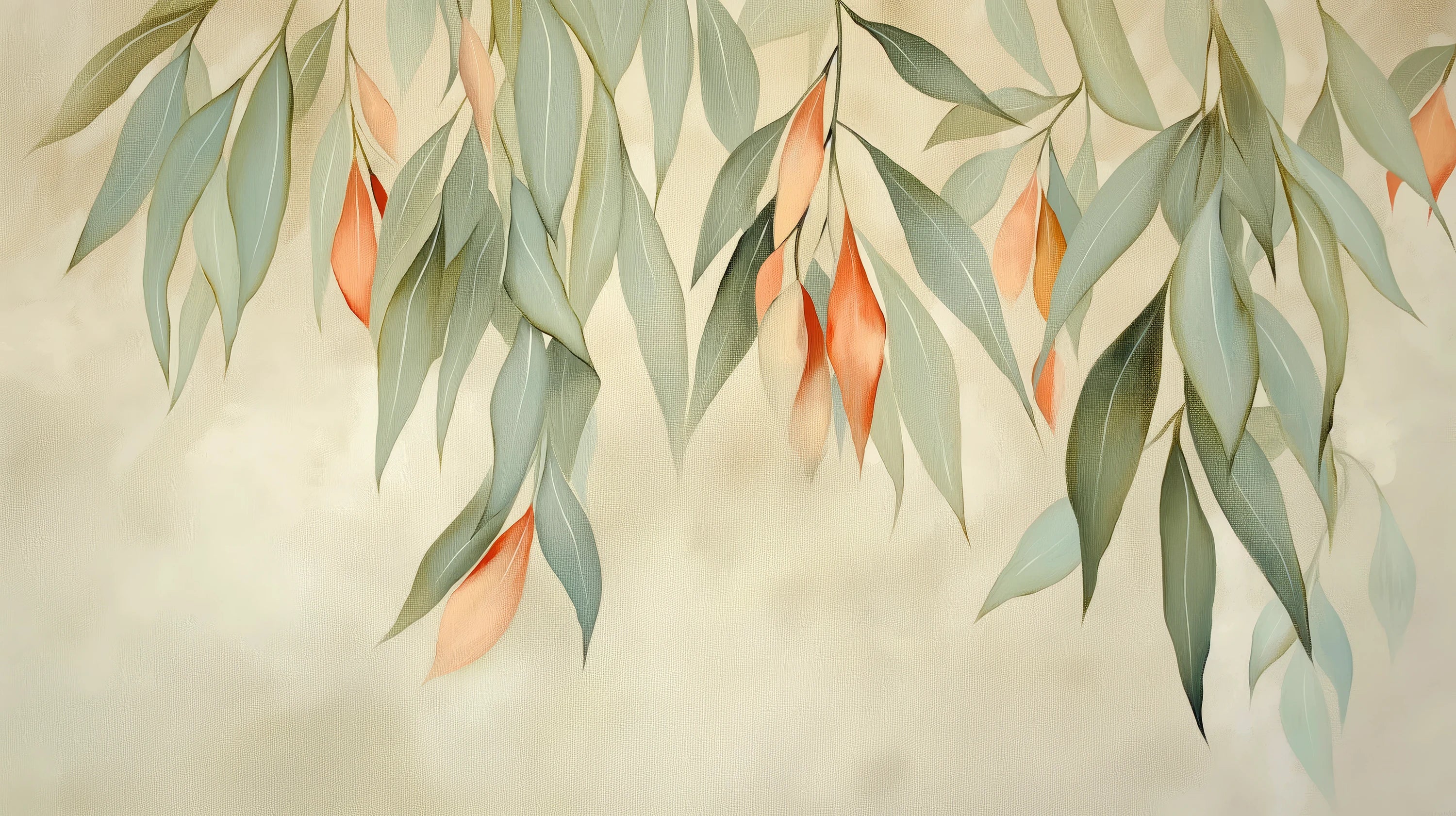 Pattern preview: Prezentacja całego wzoru fototapety o nazwie Whispering Leaves
