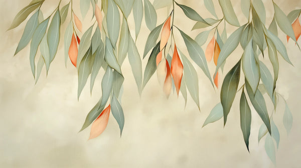 Feuilles Murmurantes - papier peint délicat en feuilles dans des teintes pastel