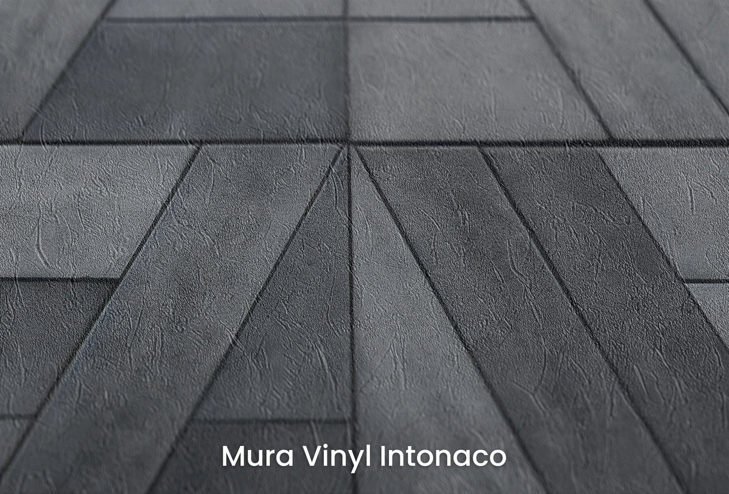 Zbliżenie na artystyczną fototapetę o nazwie Geometric Pathways na podłożu Mura Vinyl Intonaco - struktura tartego tynku.